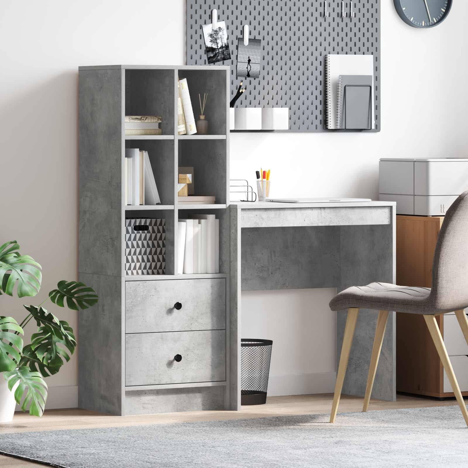 Walplus Pack of 2 Desk - Granite Grey - 115.5 x 40 x 127 cm
