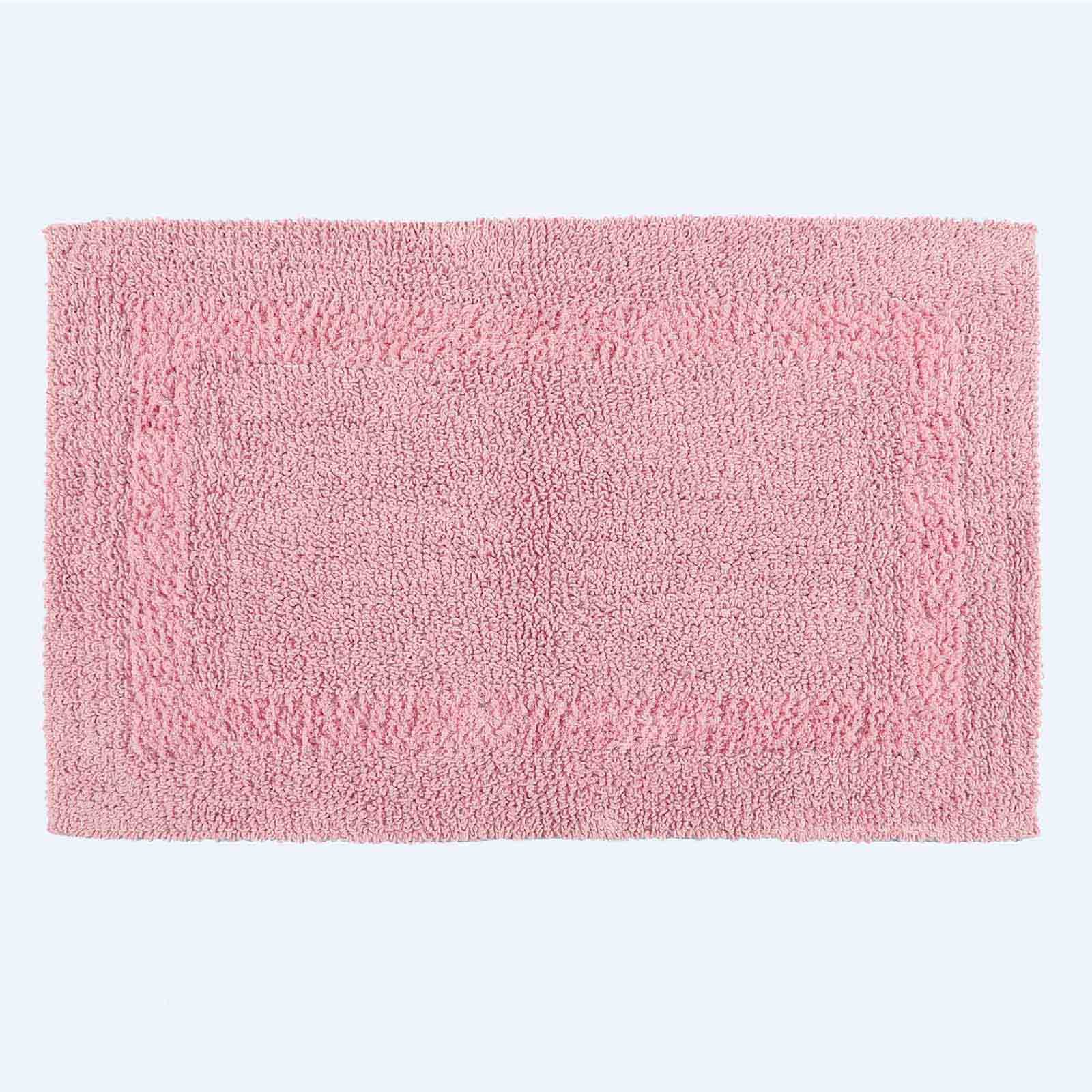 Homescapes Cotton Reversible Cotton Bath Mat - Blush Pink