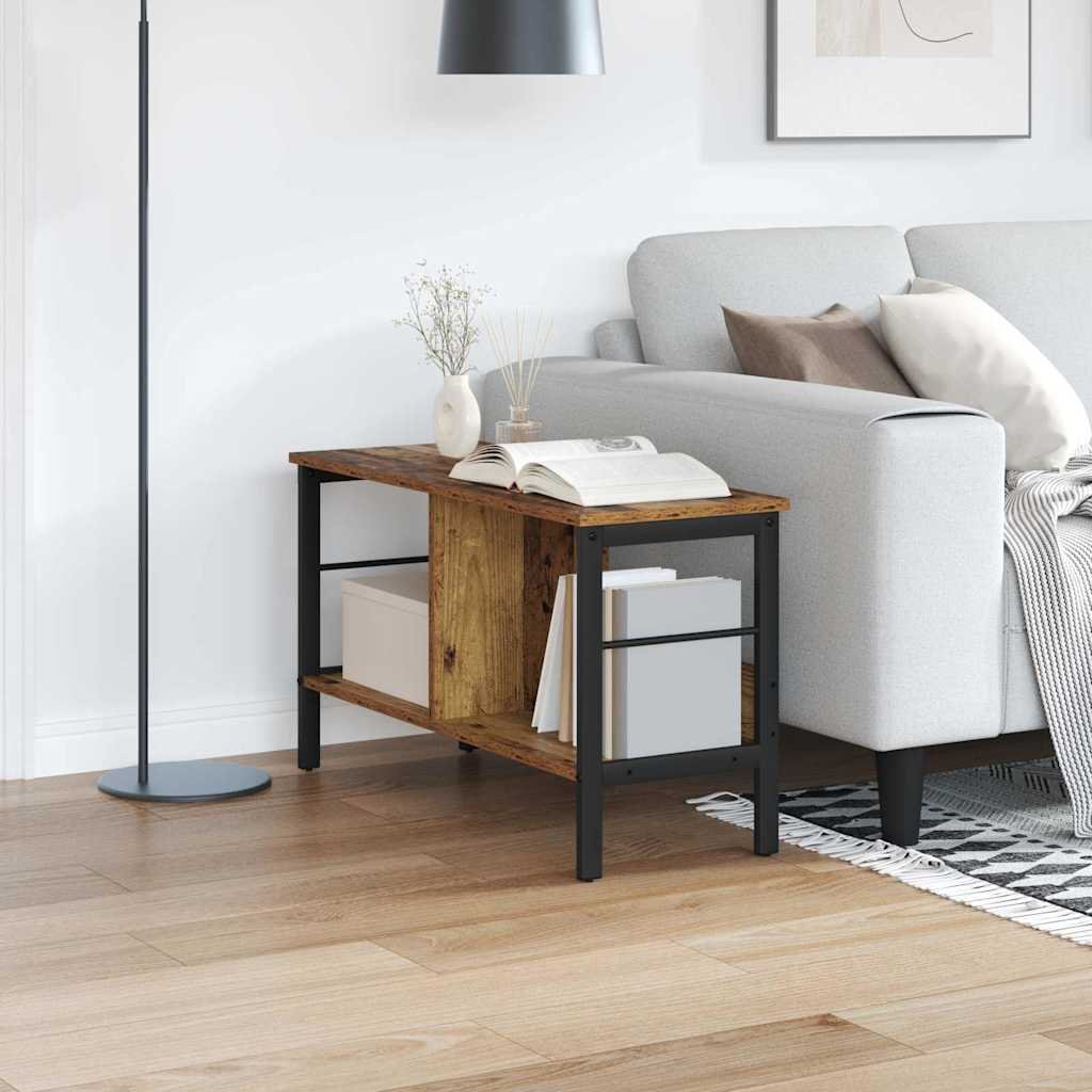 Walplus 2 Tier Steel Bookshelf - Dark Wood - 82 x 32 x 47 cm