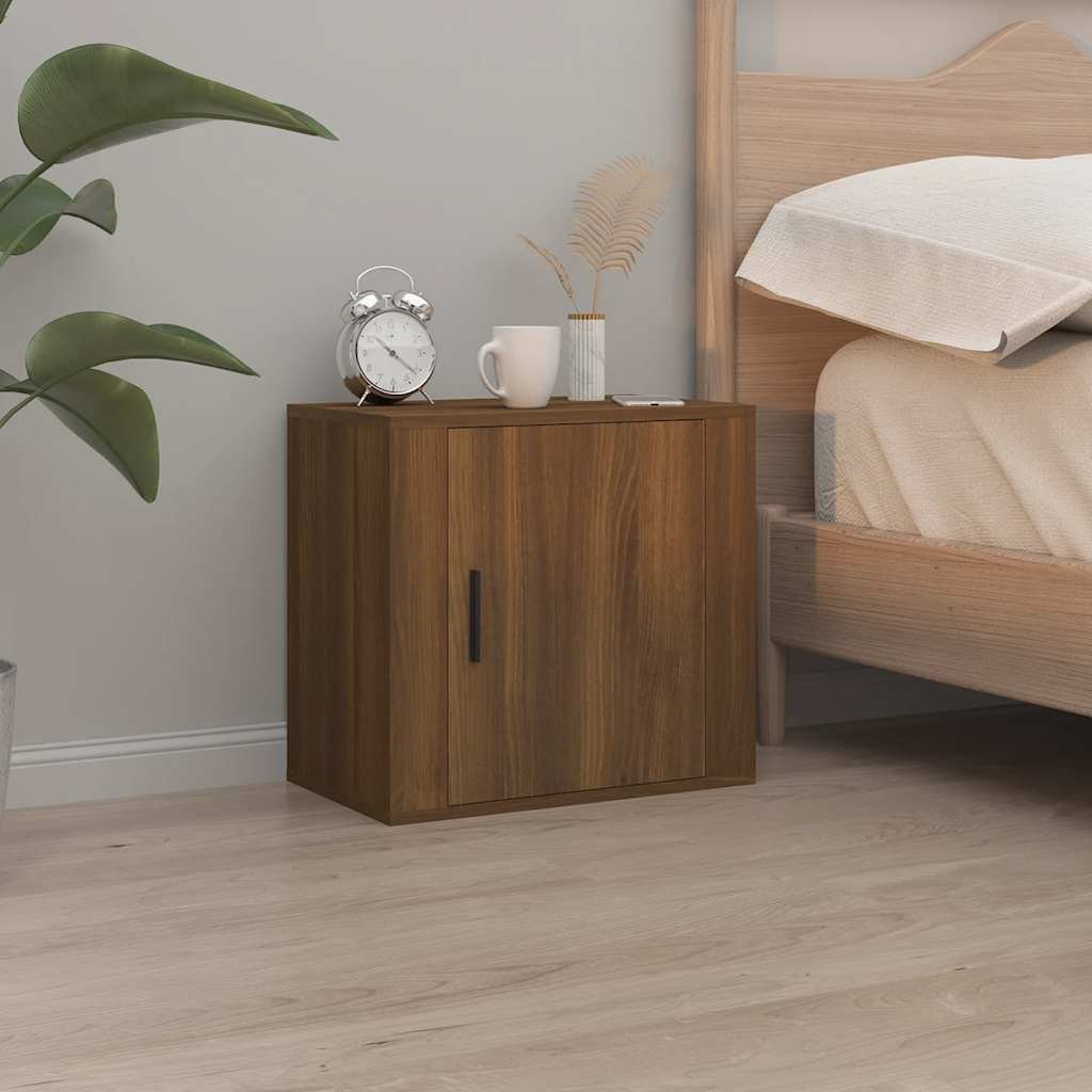 Walplus Wall Mounted Bedside Cabinet - Dark Oak - 50 x 30 x 47 cm