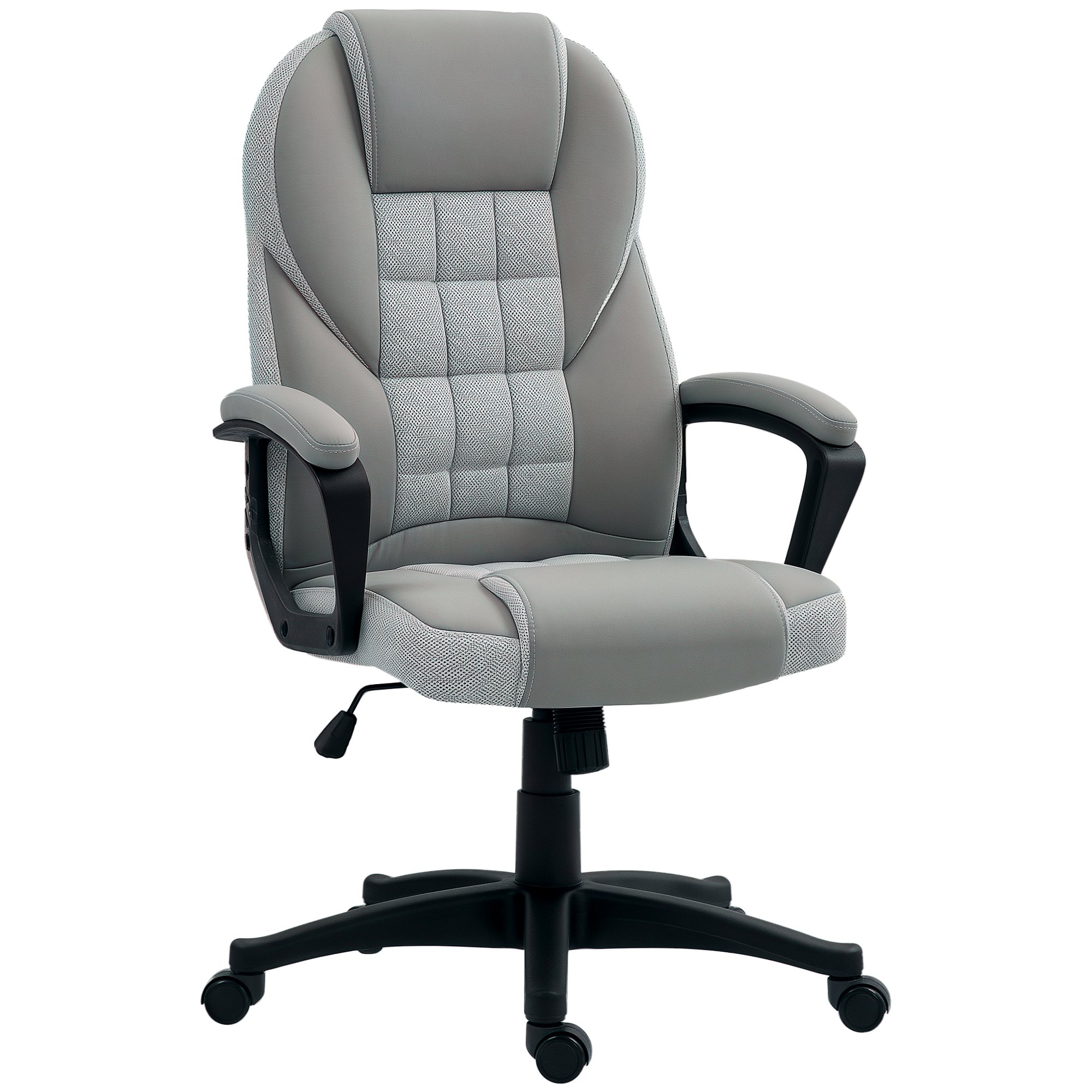 HOMCOM Faux Leather Adjustable Swivel Office Chair - Grey