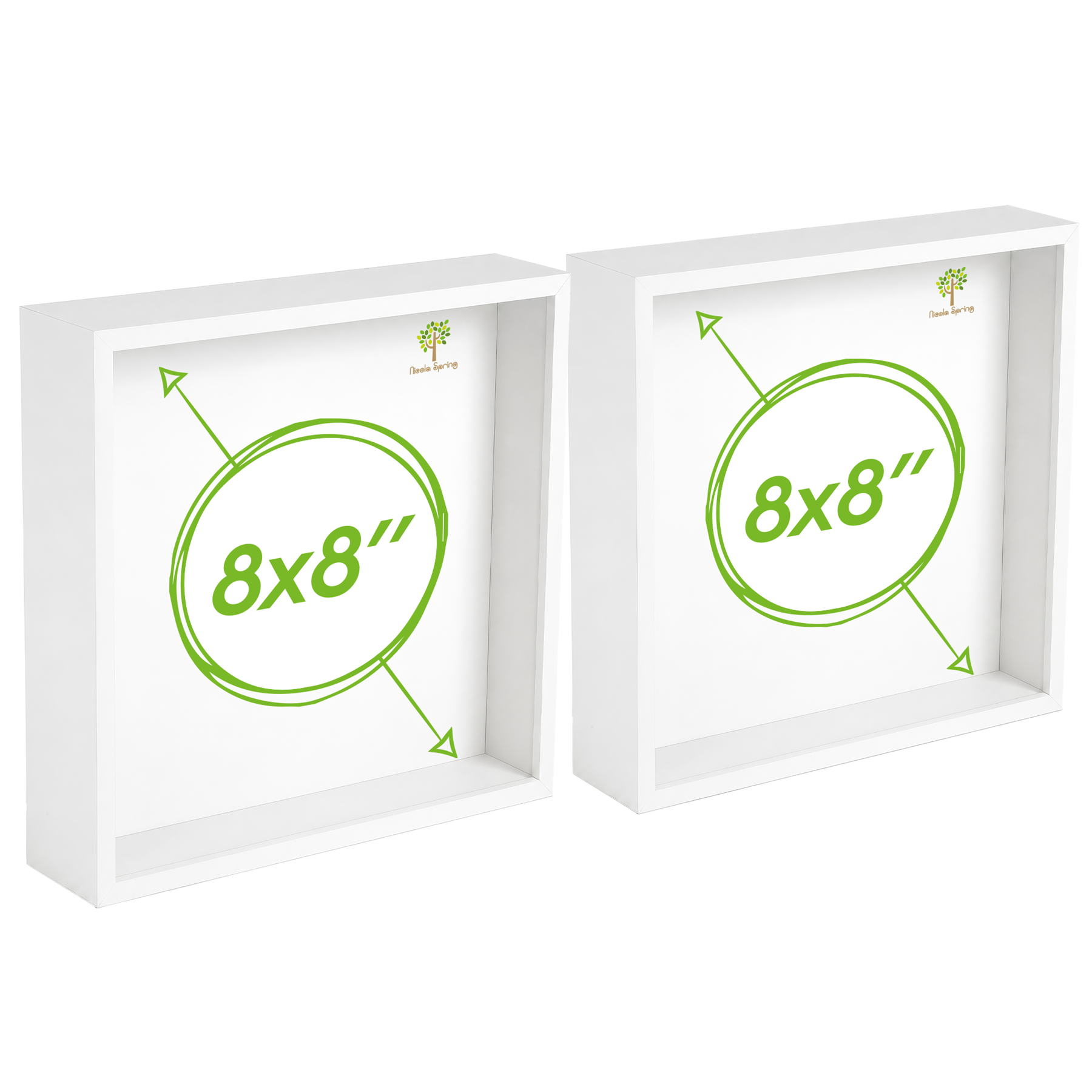 Nicola Spring 3D Deep Box Photo Frames 8 x 8" Set of 2 - White