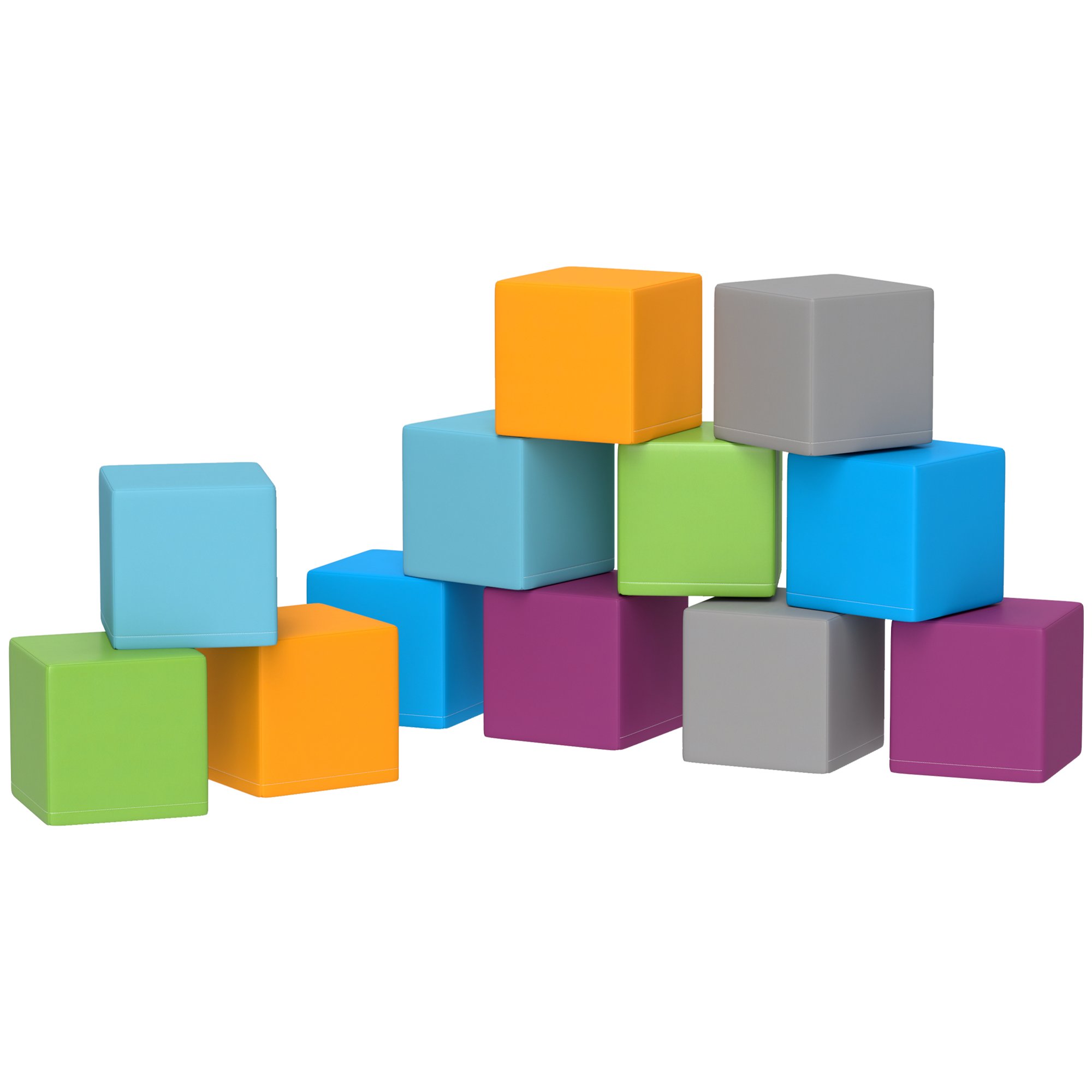 HOMCOM 12 Piece PU and EPE Foam Soft Play Blocks – Grey