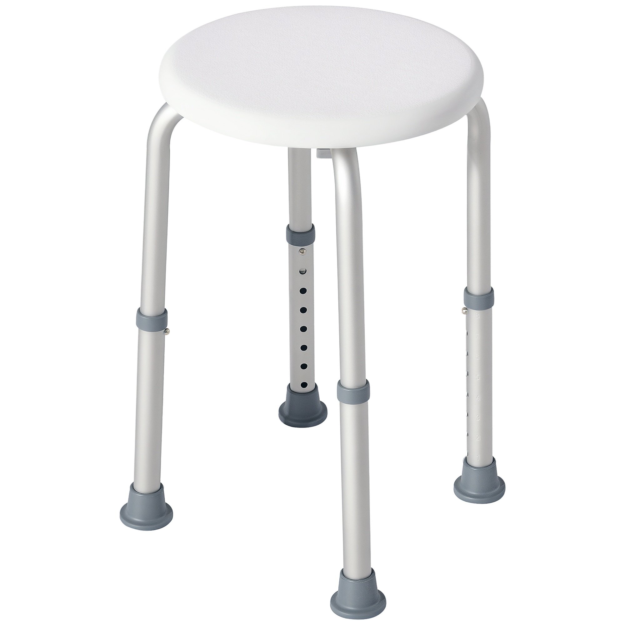 HOMCOM Aluminium Shower Chair with Adjustable Height and Non-Slip Feet - White