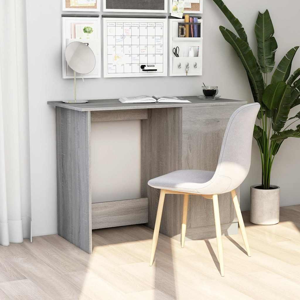 Walplus Drawer Door Engineered Wood Desk - Grey and Oak - 100 x 50 x 76 cm