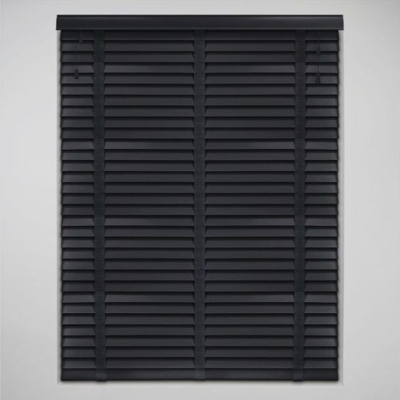 New Edge Blinds Black Real Wood Tape Venetian Blind - 90cm x 120cm