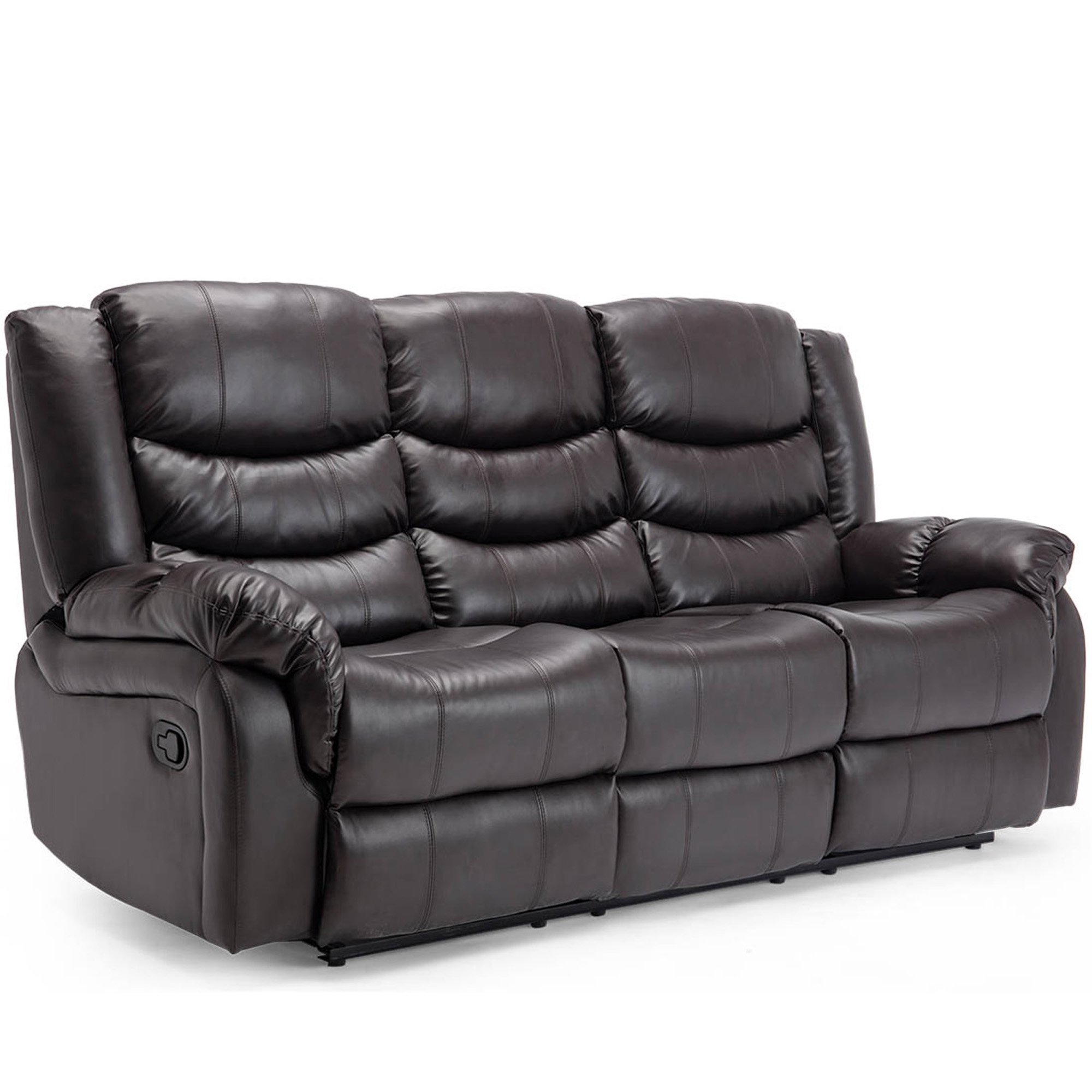 Furniture Online Seattle Manual Recliner 3 Seater Leather Sofa – Brown