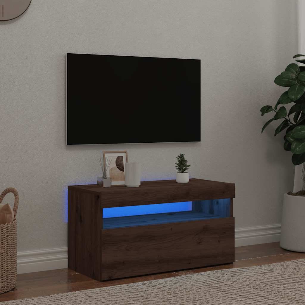 Walplus Engineered Wood RGB LED TV Cabinet - Artisan Oak - 75 x 35 x 40 cm
