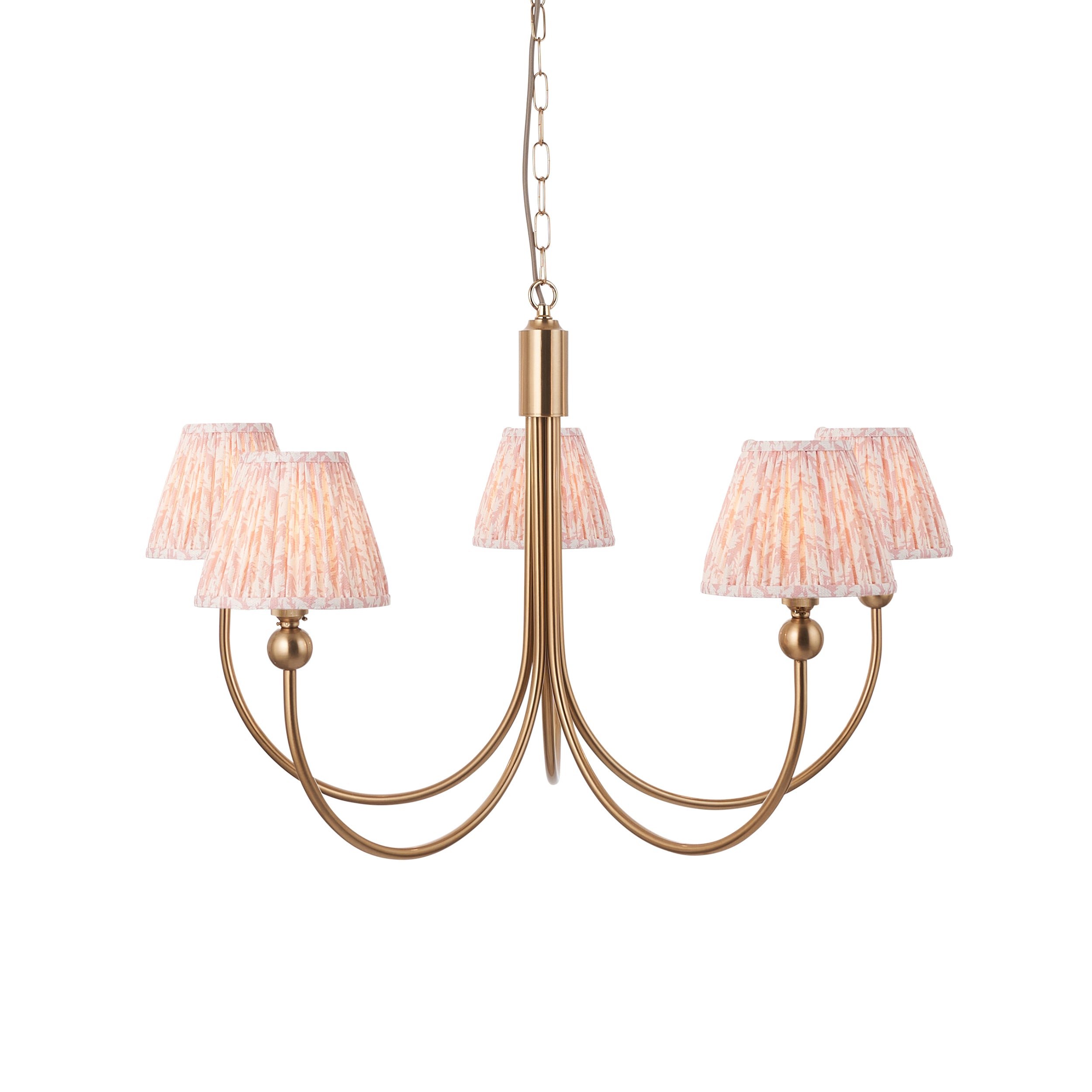 Loops Direct Steel and Fabric 5-Light Pendant - Brushed Aged Brass