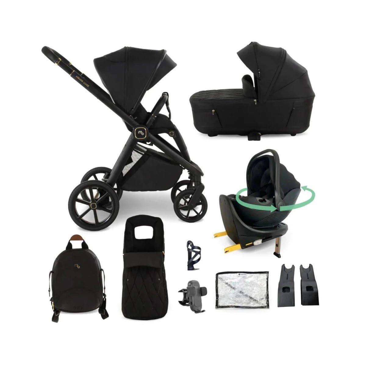 My Babiie 3-in-1 Travel System with Rotating i-Size Car Seat - Black