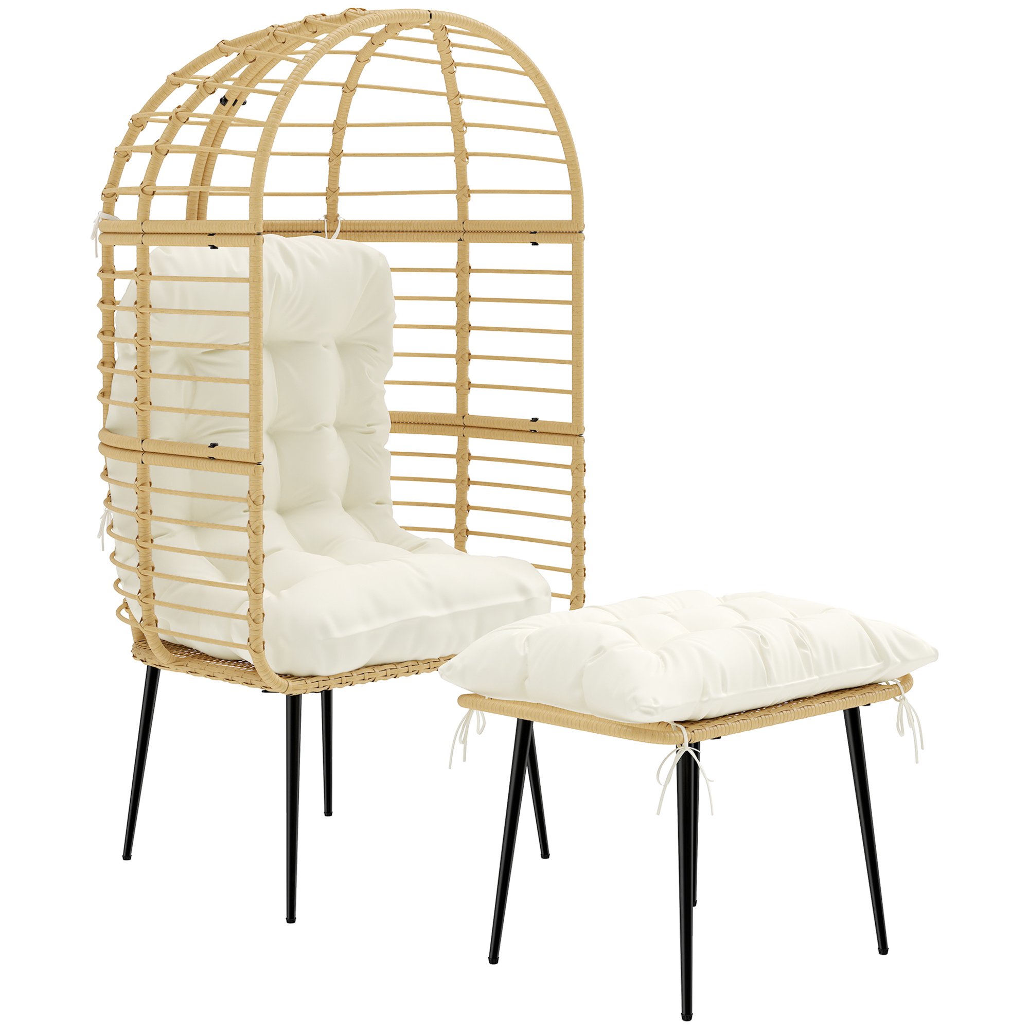 Outsunny PE Rattan Indoor Outdoor Garden Egg Swing Chair - Beige