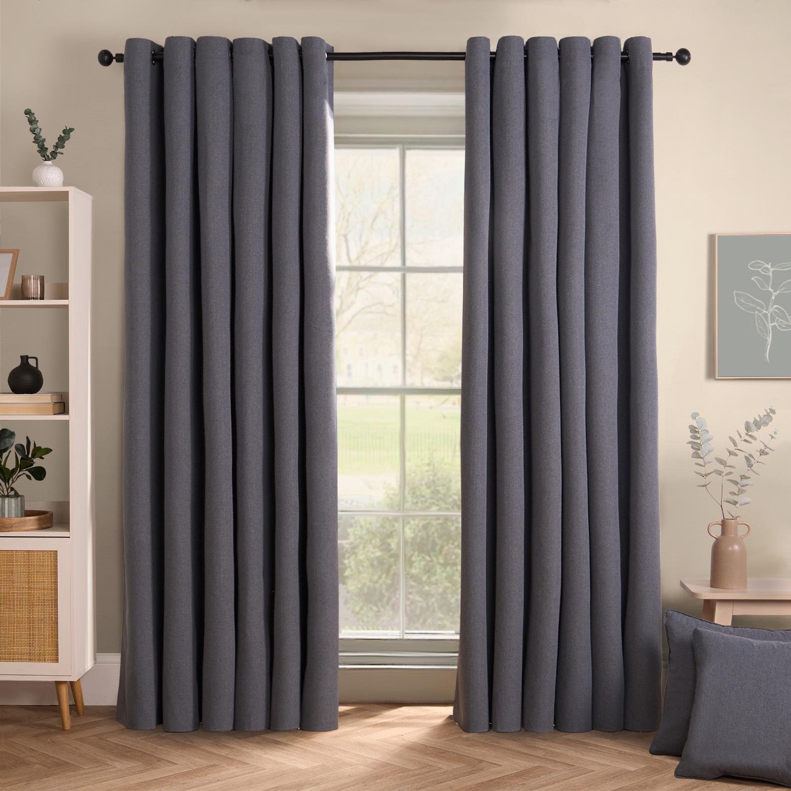 OHS Woven Texture Blackout Curtains - 117 x 183cm - Charcoal