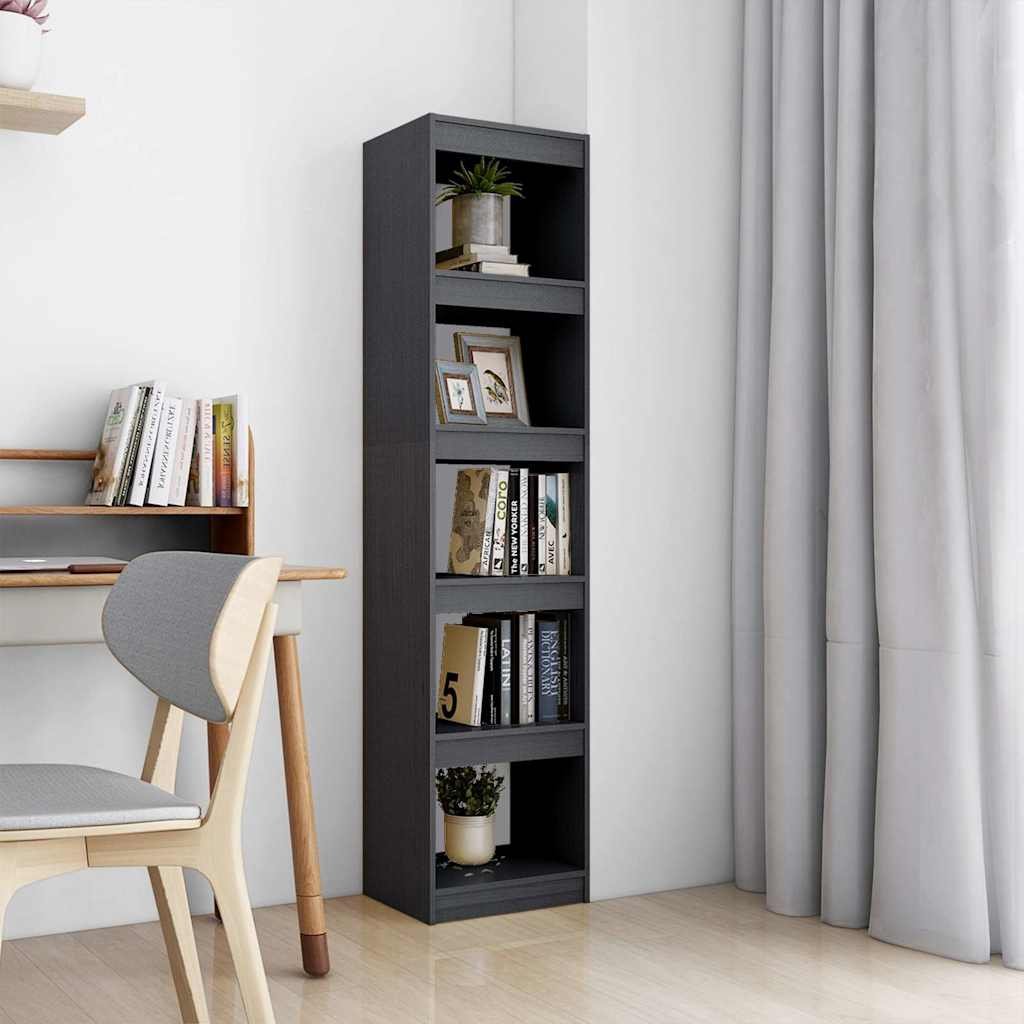 Walplus Solid Pine Book Cabinet - Grey - 40 x 30 x 167.5 cm