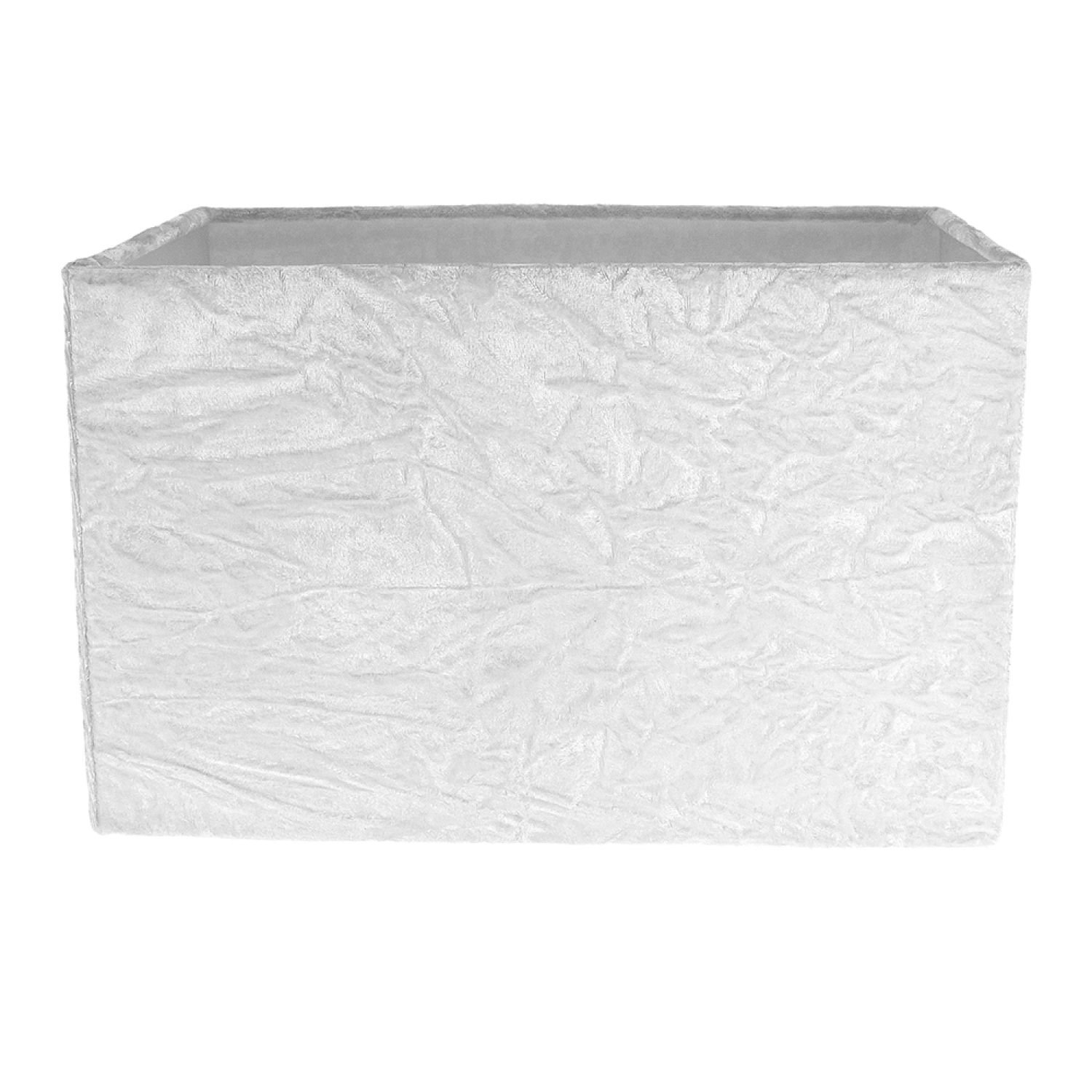 Happy Homewares Arctic White Crushed Velvet Fabric Rectangular Lampshade - 29cm