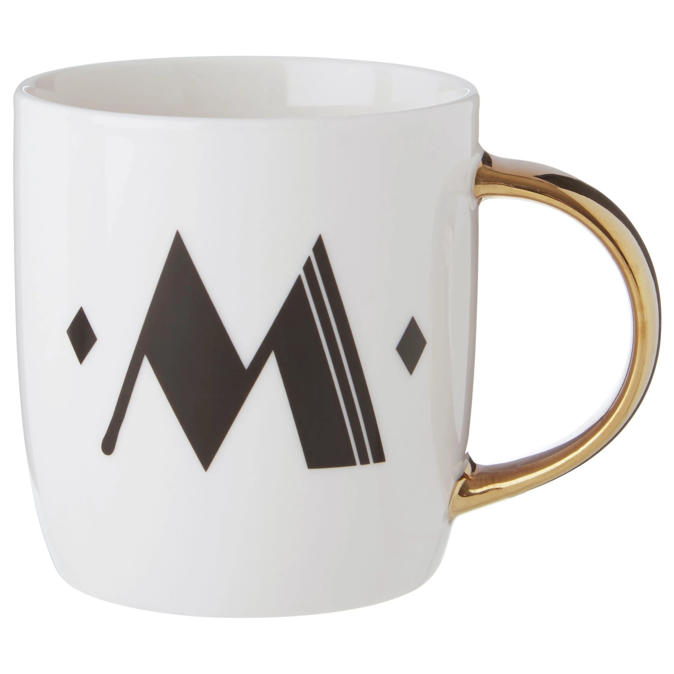 Orsina Diamond Deco M Monogram Mug – White