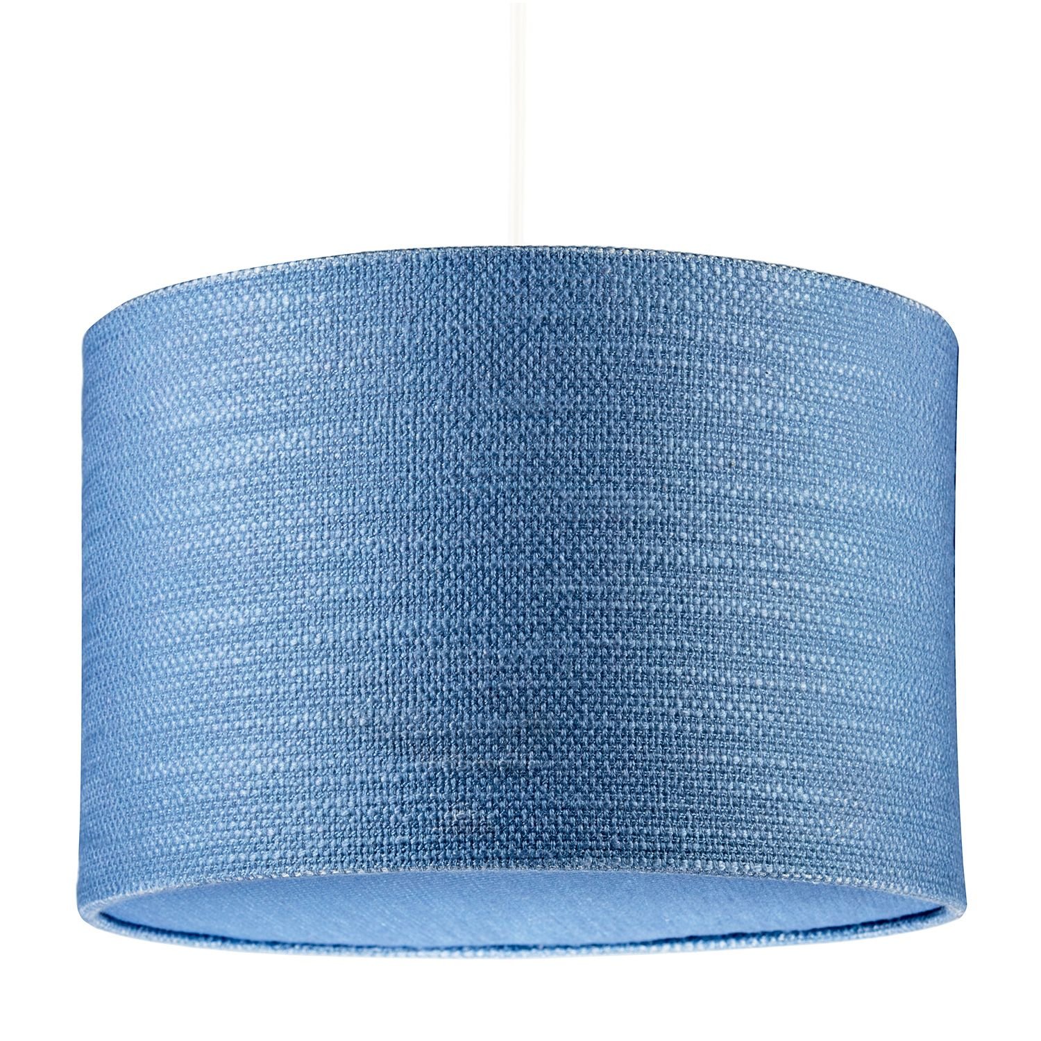 Happy Homewares Glacier Lake Blue Textured Linen Pendant Shade - 30cm