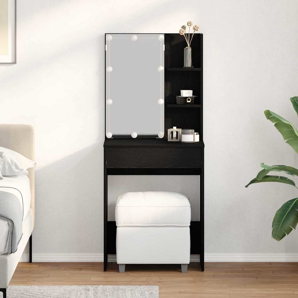Walplus 1 Drawer Engineered Wood Dressing Table - Black Oak - 60 x 40 x 140 cm