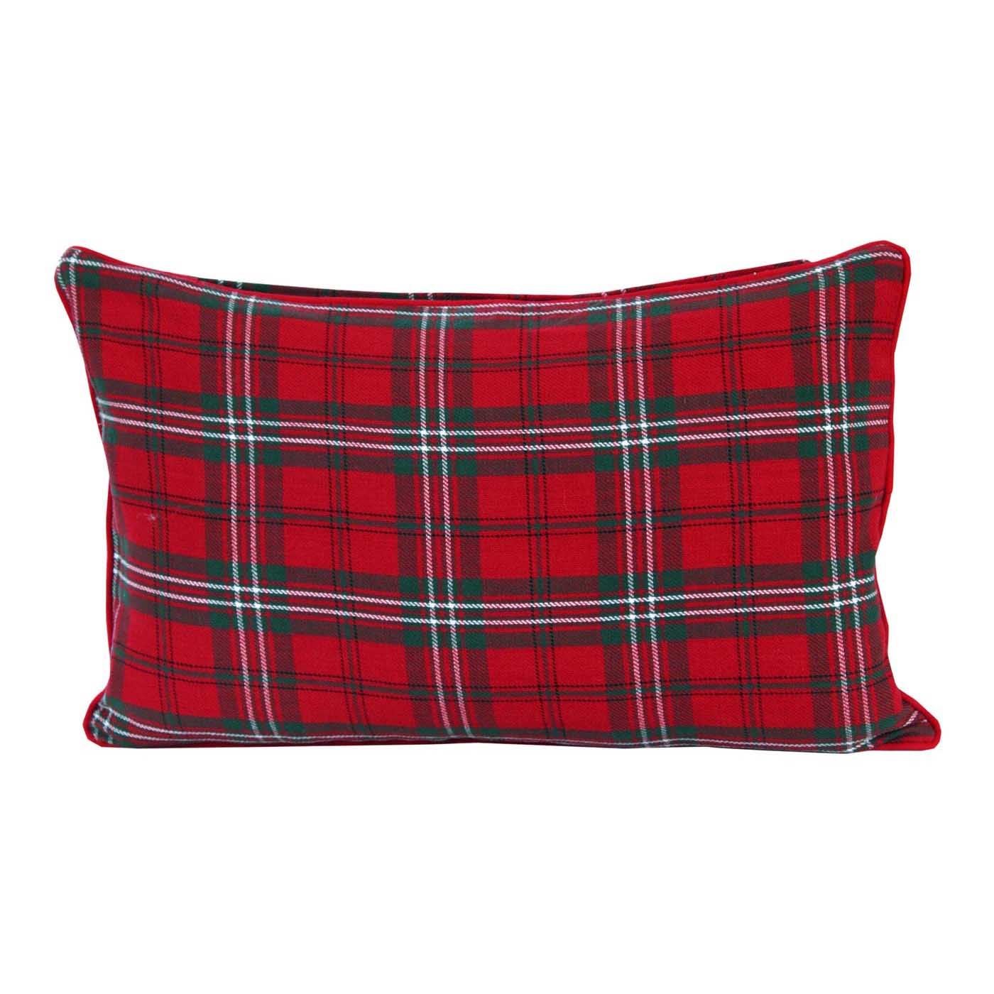 Homescapes Red Cotton Edward Tartan Rectangular Cushion Cover - 30 x 50 cm