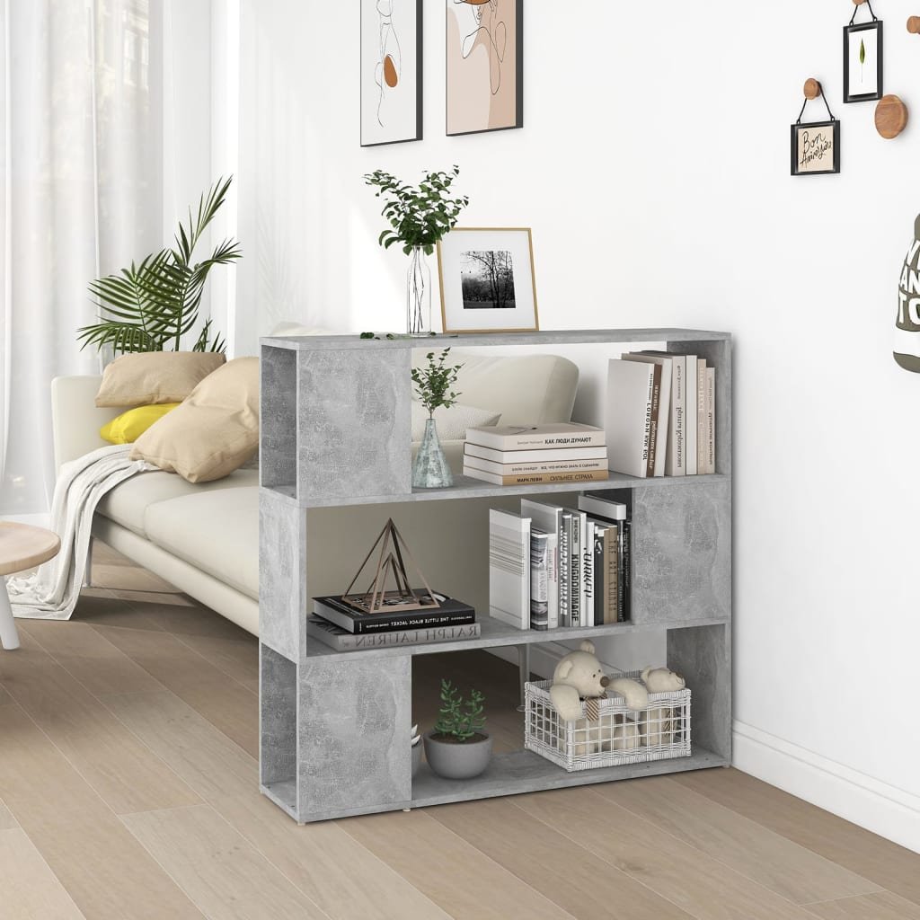 Walplus Engineered Wood Book Cabinet - Stone Grey - 100 x 24 x 94 cm