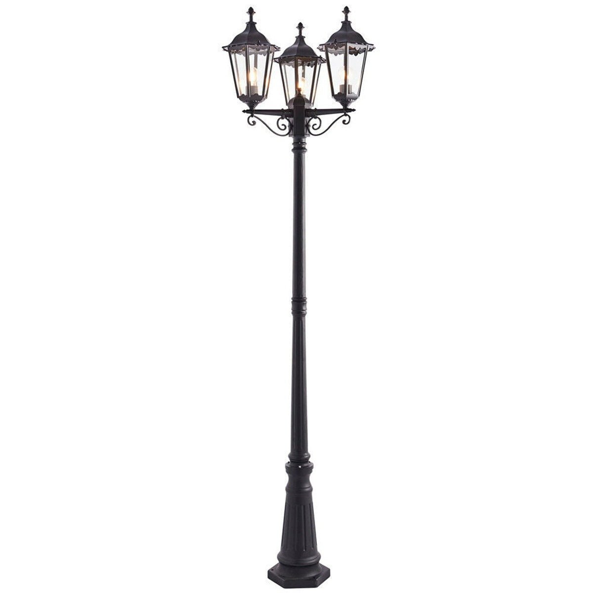Loops Direct 64cm Die-Cast Aluminium Lantern Lamp Post - Matt Black
