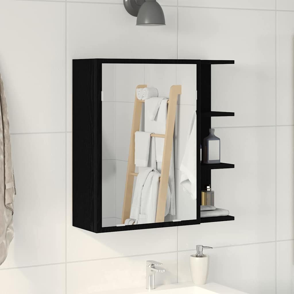 Walplus Bathroom Mirror Cabinet - Black Oak - 62.5 x 20.5 x 64 cm