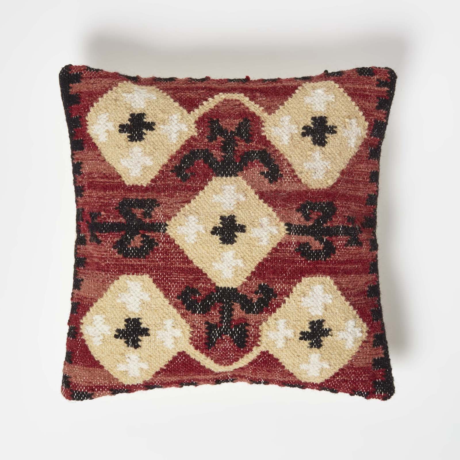 Homescapes Red Tirana Handwoven Traditional Kilim Cushion - 45 x 45 cm