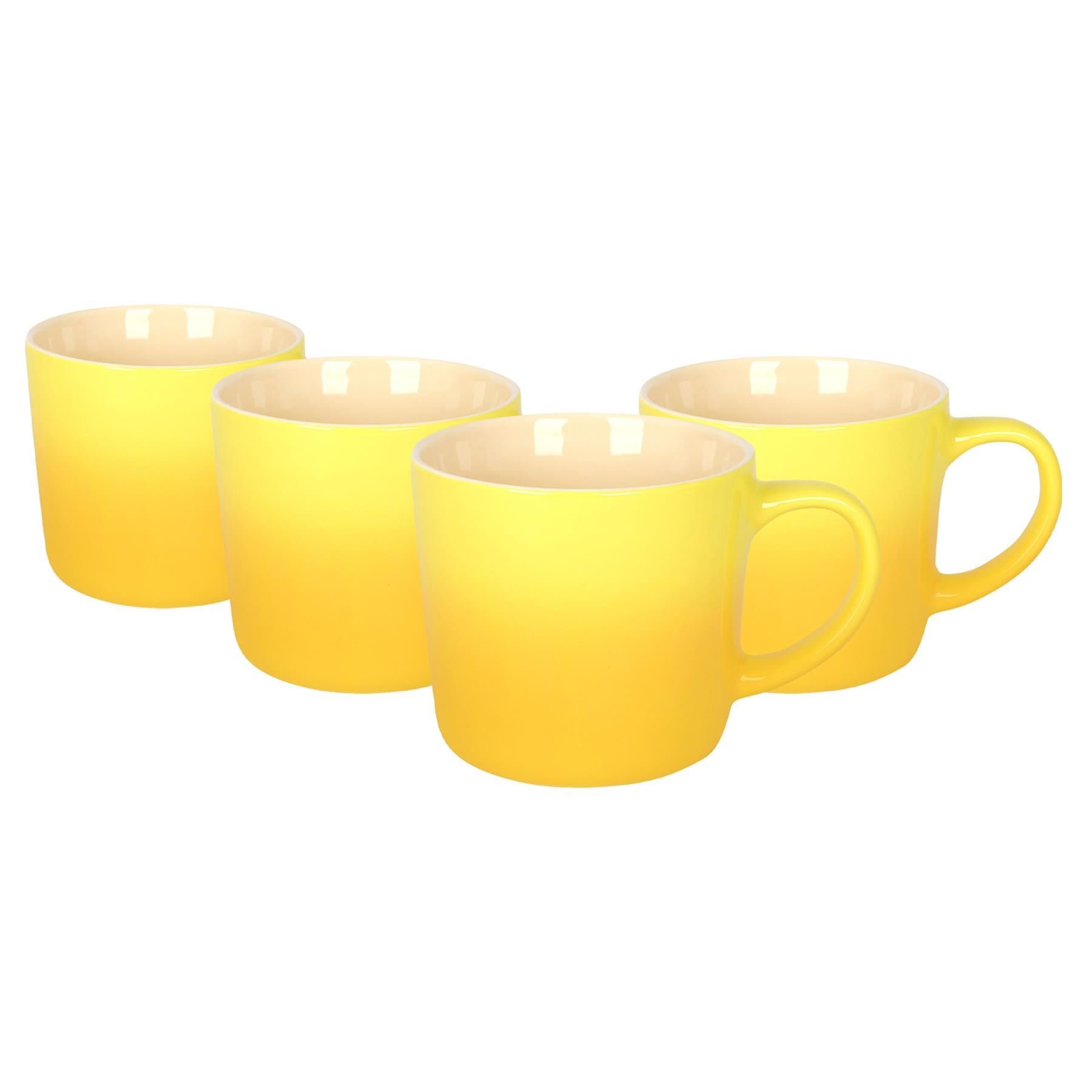 Argon Tableware 330ml New Bone China Mugs Pack of 4 - Yellow Ombre
