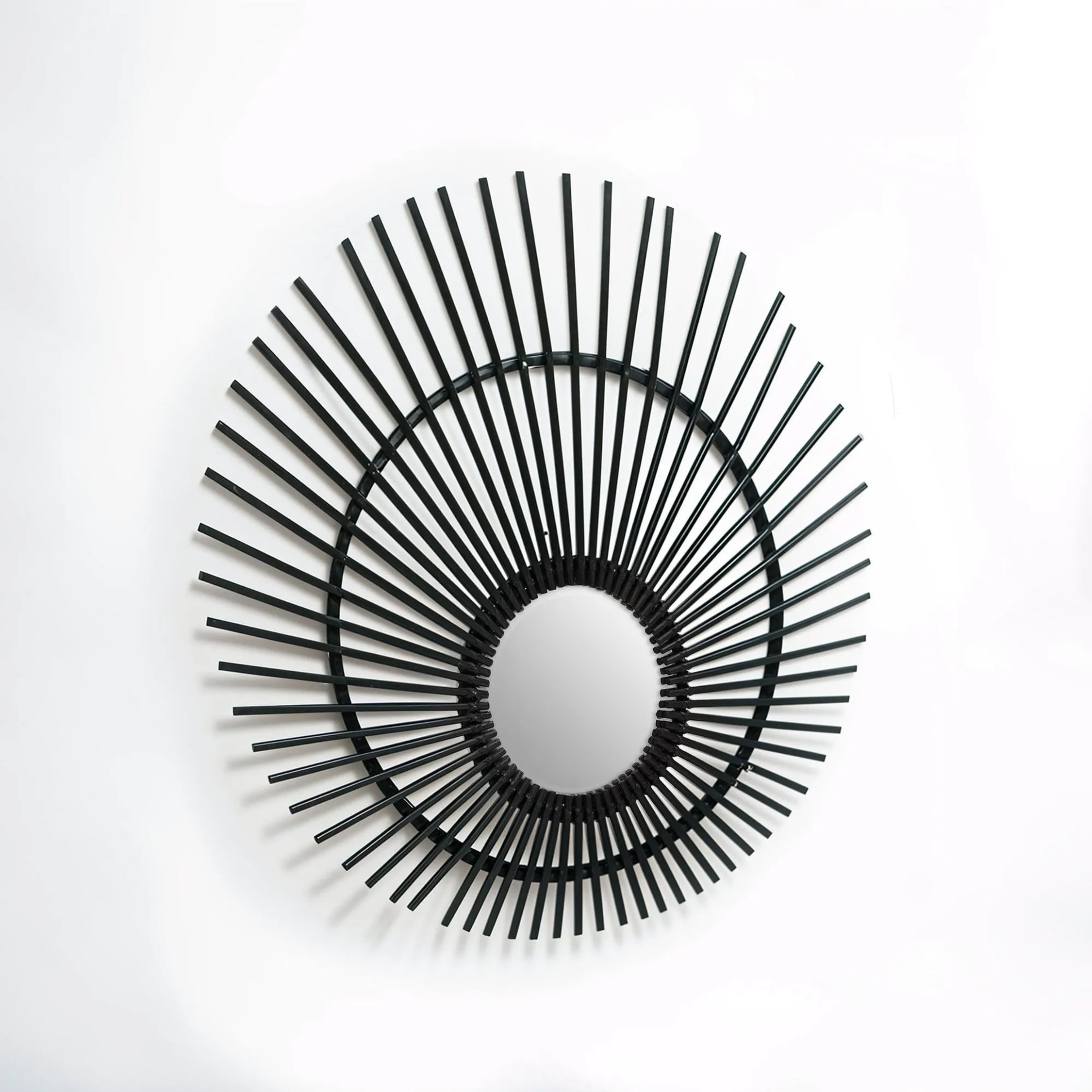 Orsina Mataram Black Rattan Wall Mirror – Natural