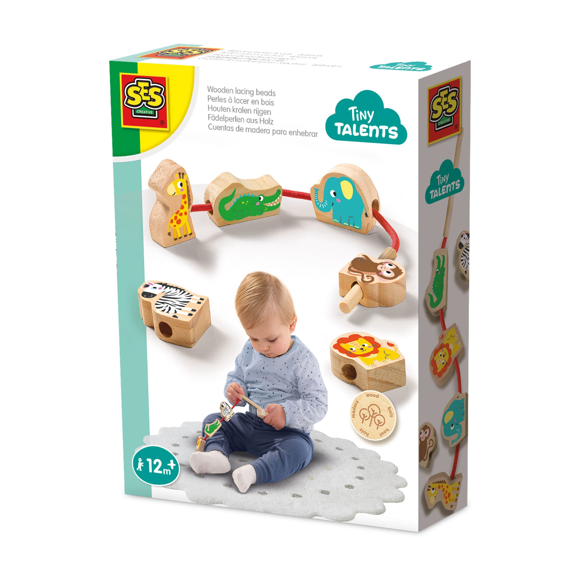 SES Creative Wooden Animal Sensory Lacing Beads