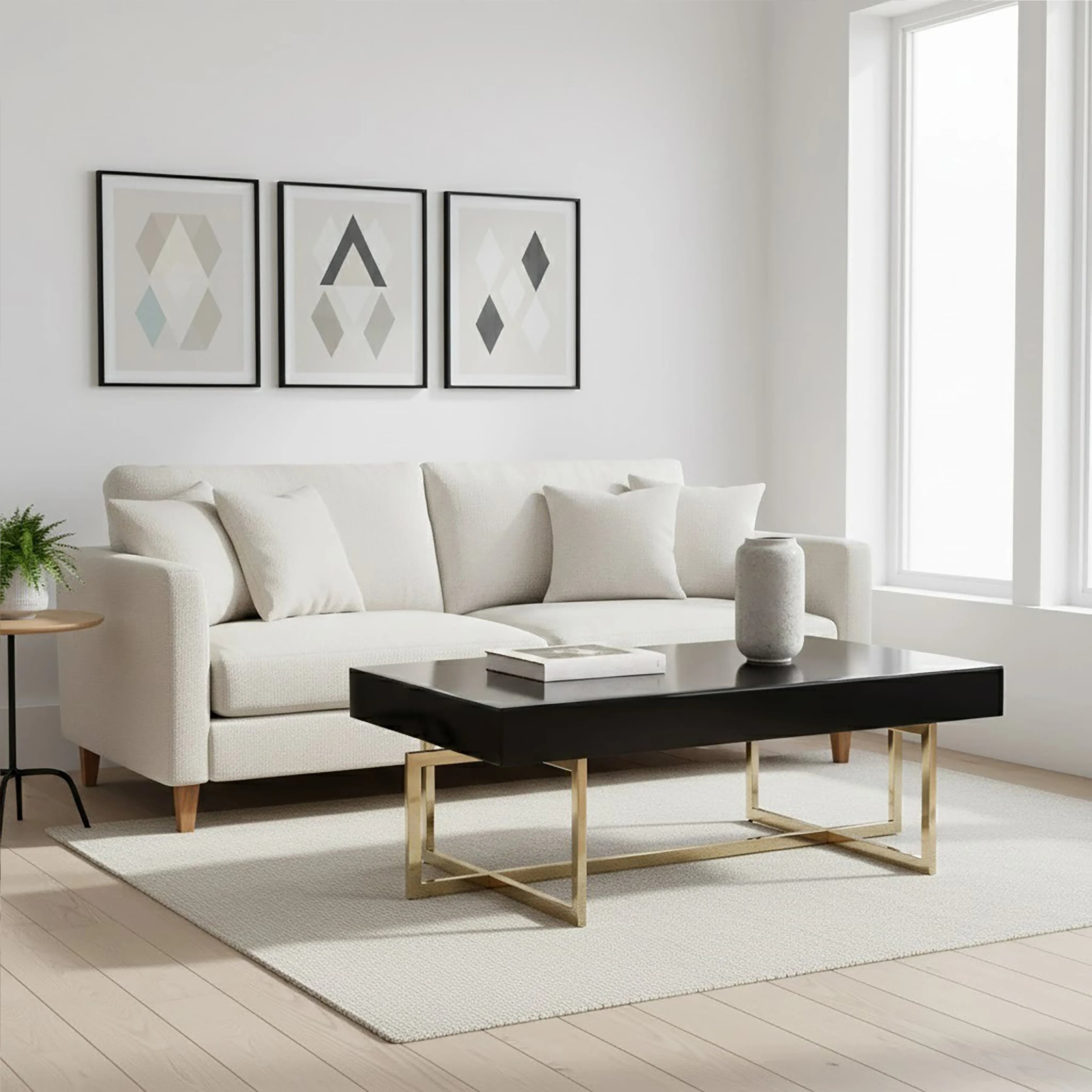 Orsina Mirrored Glass Coffee Table - Black and Gold