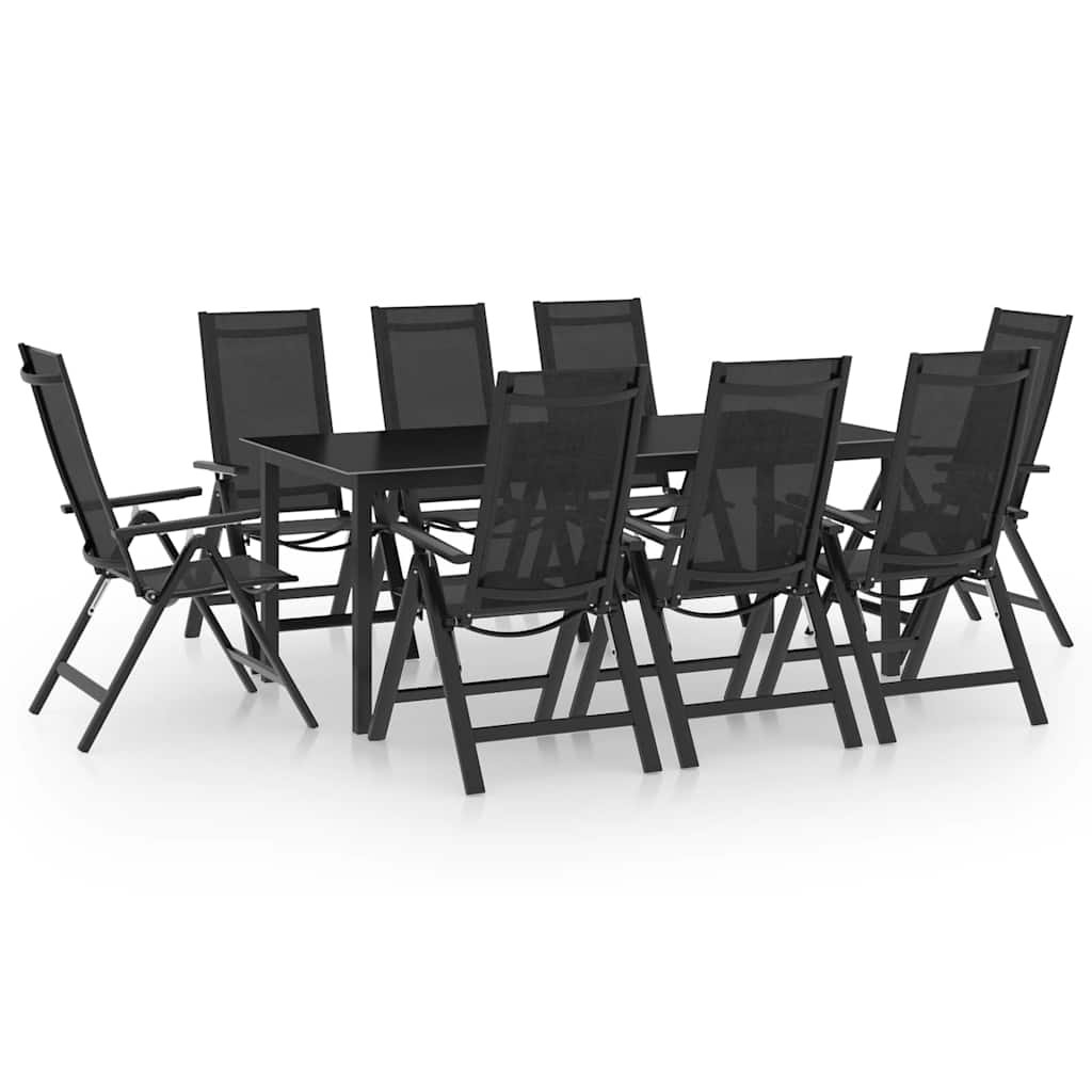 Walplus 9 Piece Aluminium Garden Dining Set - Anthracite - 190 x 90 x 74 cm