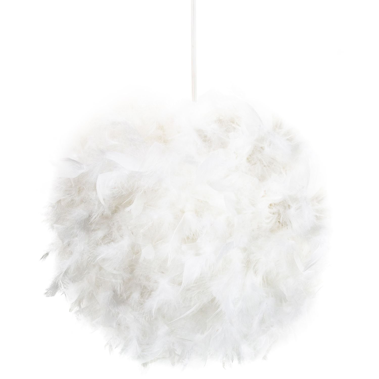 Happy Homewares White Genuine Feather Decorated Pendant Shade - 25cm