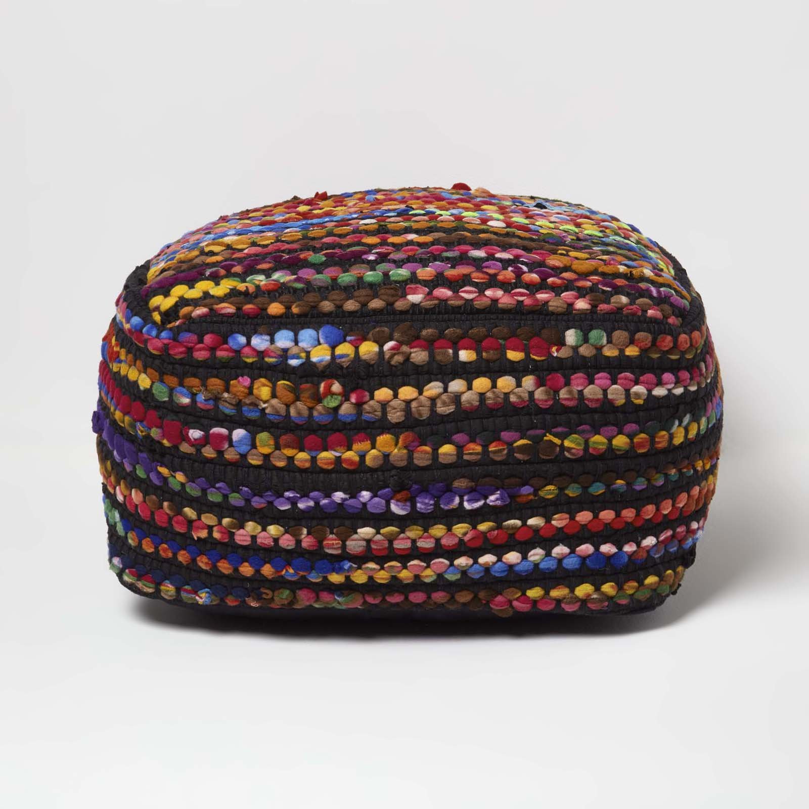 Homescapes Folk Woven Bean Filled Pouffe – 60 x 60 cm – Multicolour