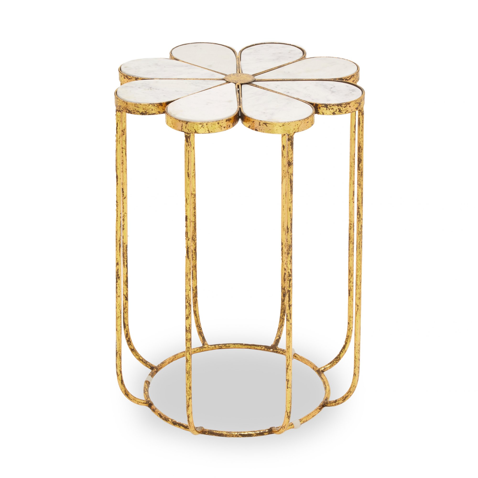 Orsina Rabia Petal Marble Top Side Table – White
