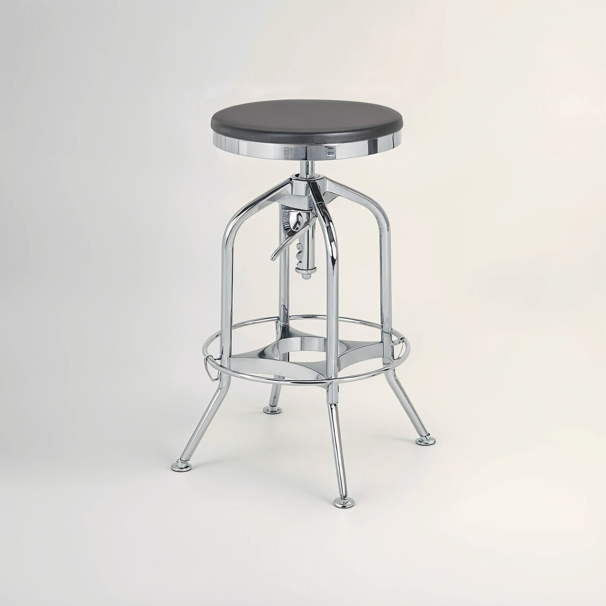 Orsina Gator Ash Wood Adjustable Bar Stool - Chrome
