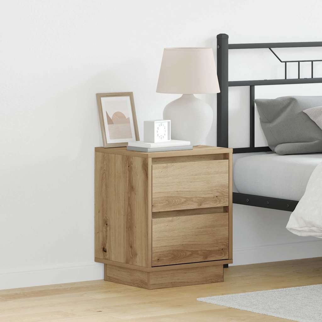 Walplus Pack of 2 4 Drawer Bedside Cabinet - Oak - 39 x 34.5 x 50 cm