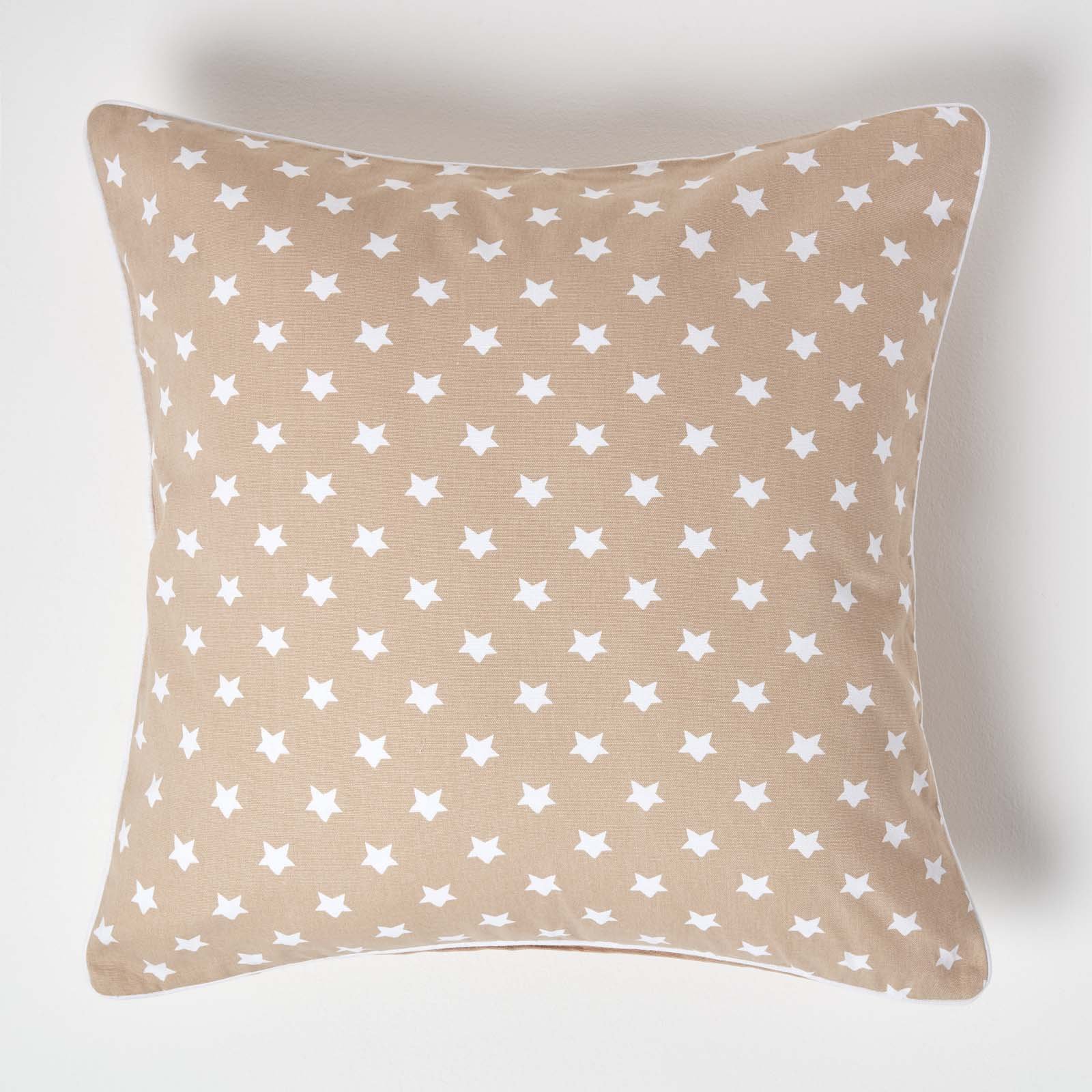 Homescapes Beige Cotton Stars Cushion Cover - 60 x 60 cm