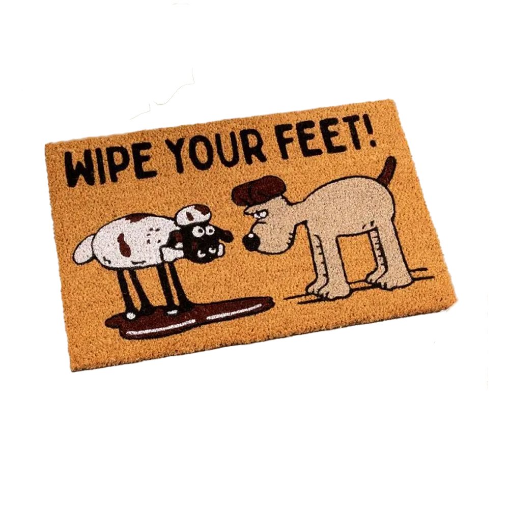 Wallace and Gromit Wipe Your Feet Door Mat - Brown