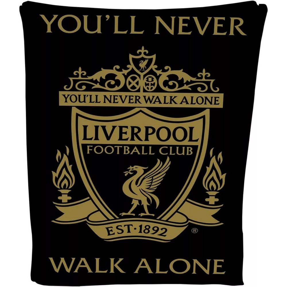 Liverpool FC Fleece Crest Black & Gold Blanket - 100cm x 150cm