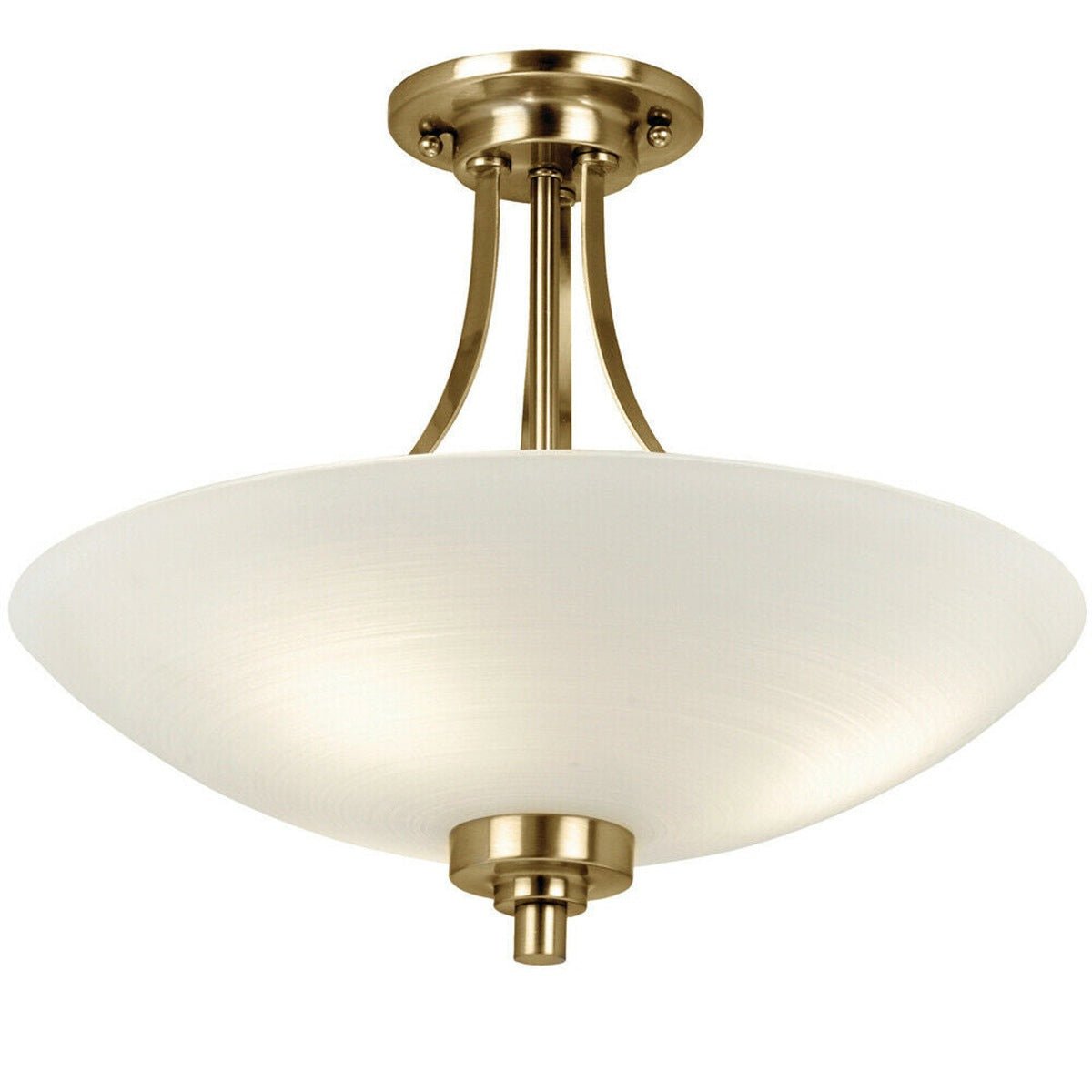Loops Direct Glass and Steel Semi Flush Ceiling Light - Antique Brass