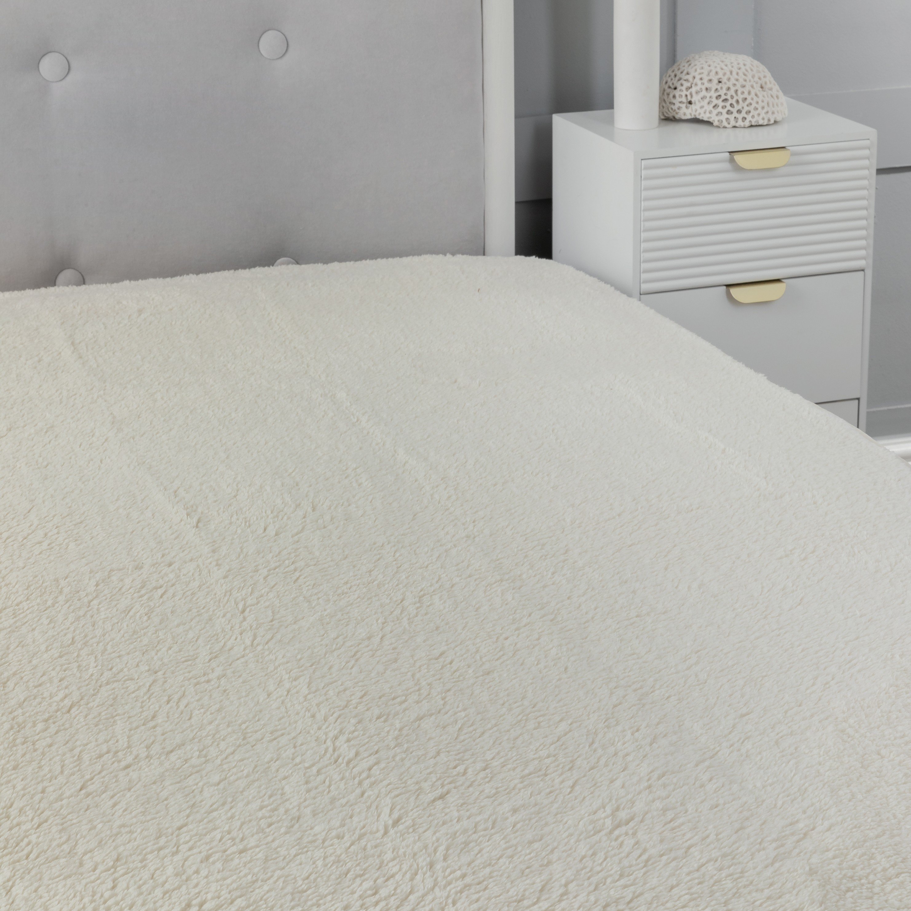 Snug City Super Soft Teddy Fleece Fitted Mattress Protector - Cot
