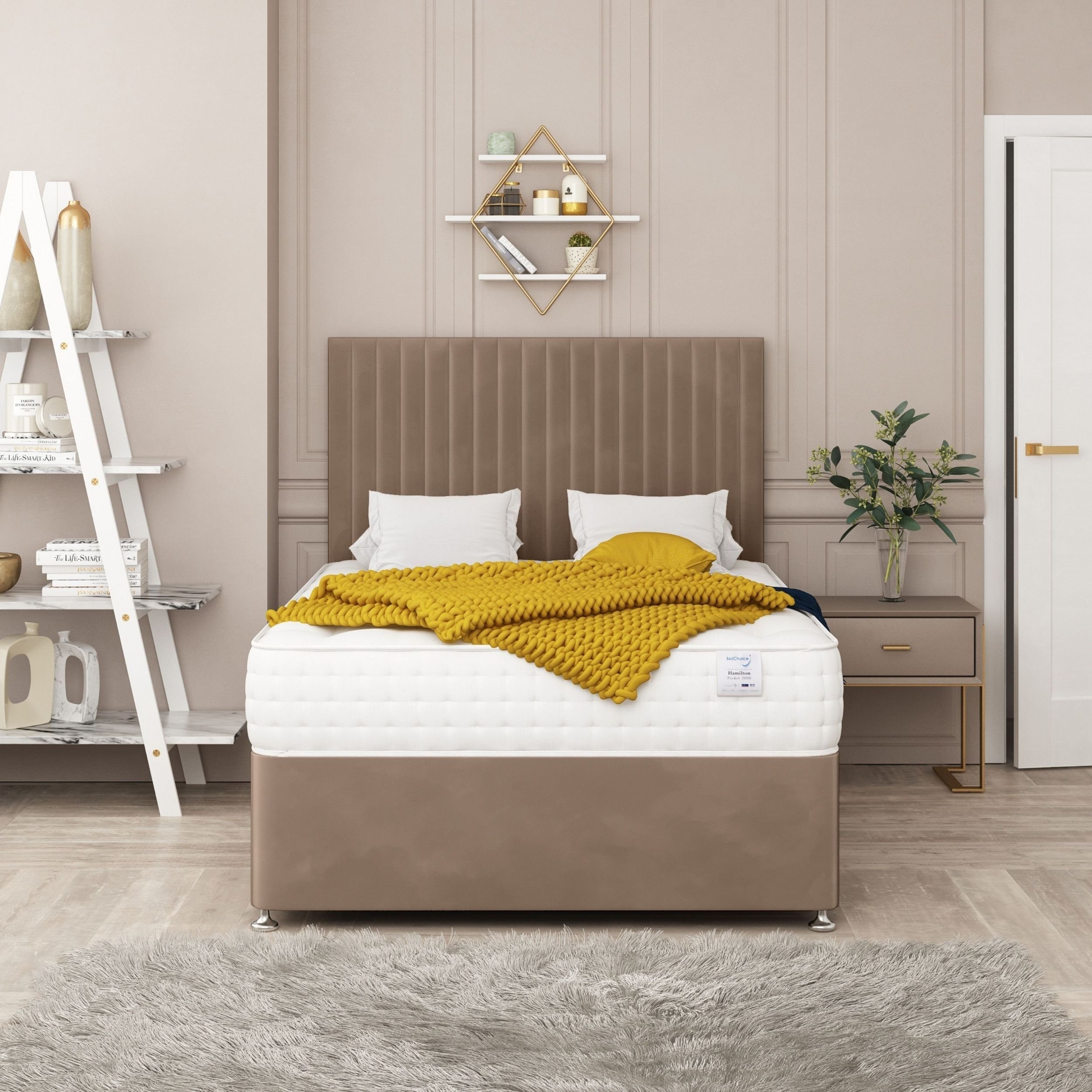 Bed Choices Manhattan Single 2 Drawer 54" Headboard Divan Bed Set - Brown