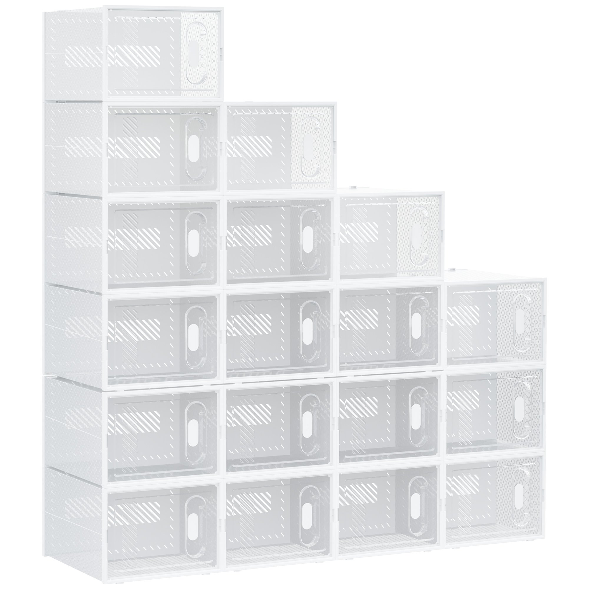 HOMCOM 18PCS Magnetic Door Shoe Box - Clear