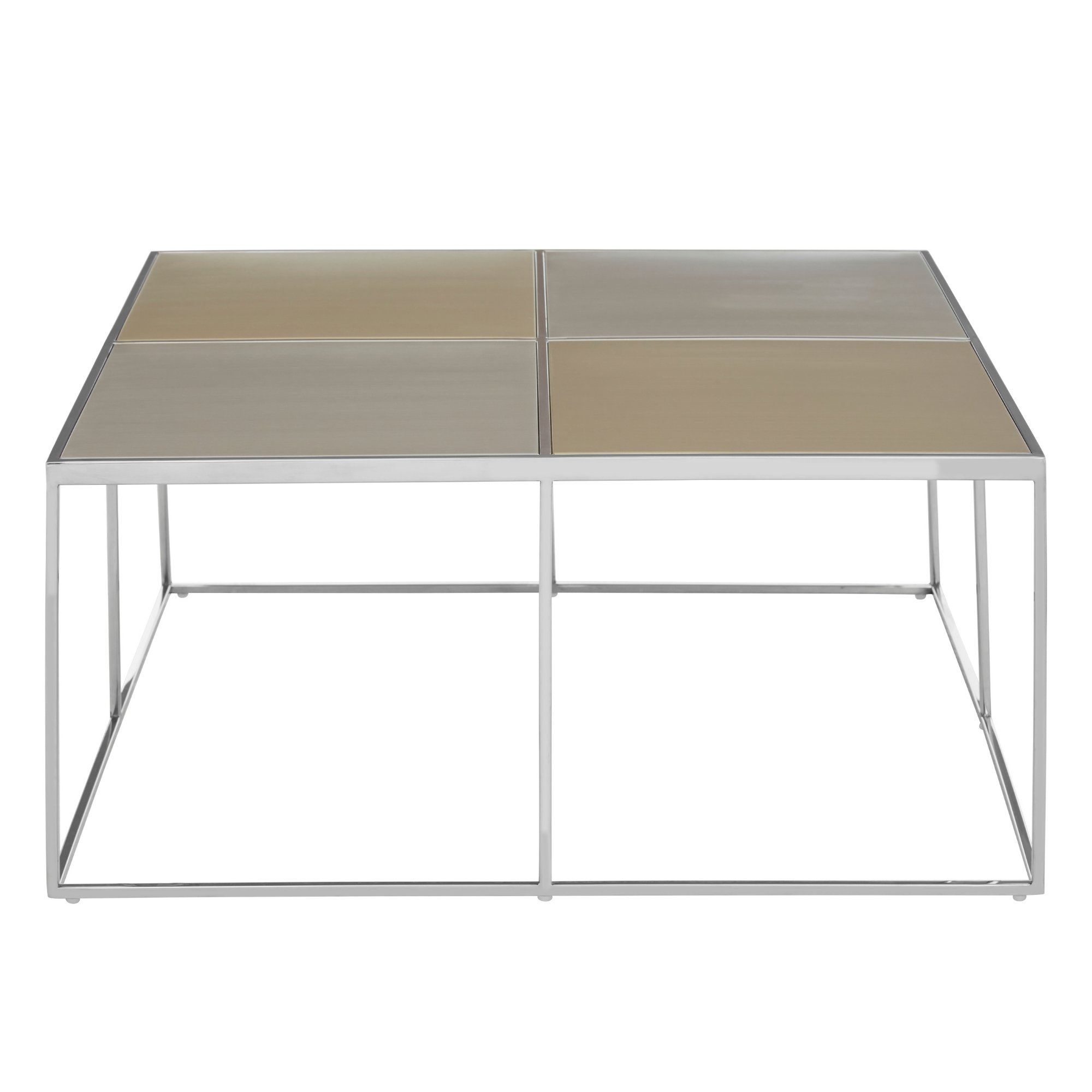 Orsina Checked Metal Coffee Table - Silver and Gold
