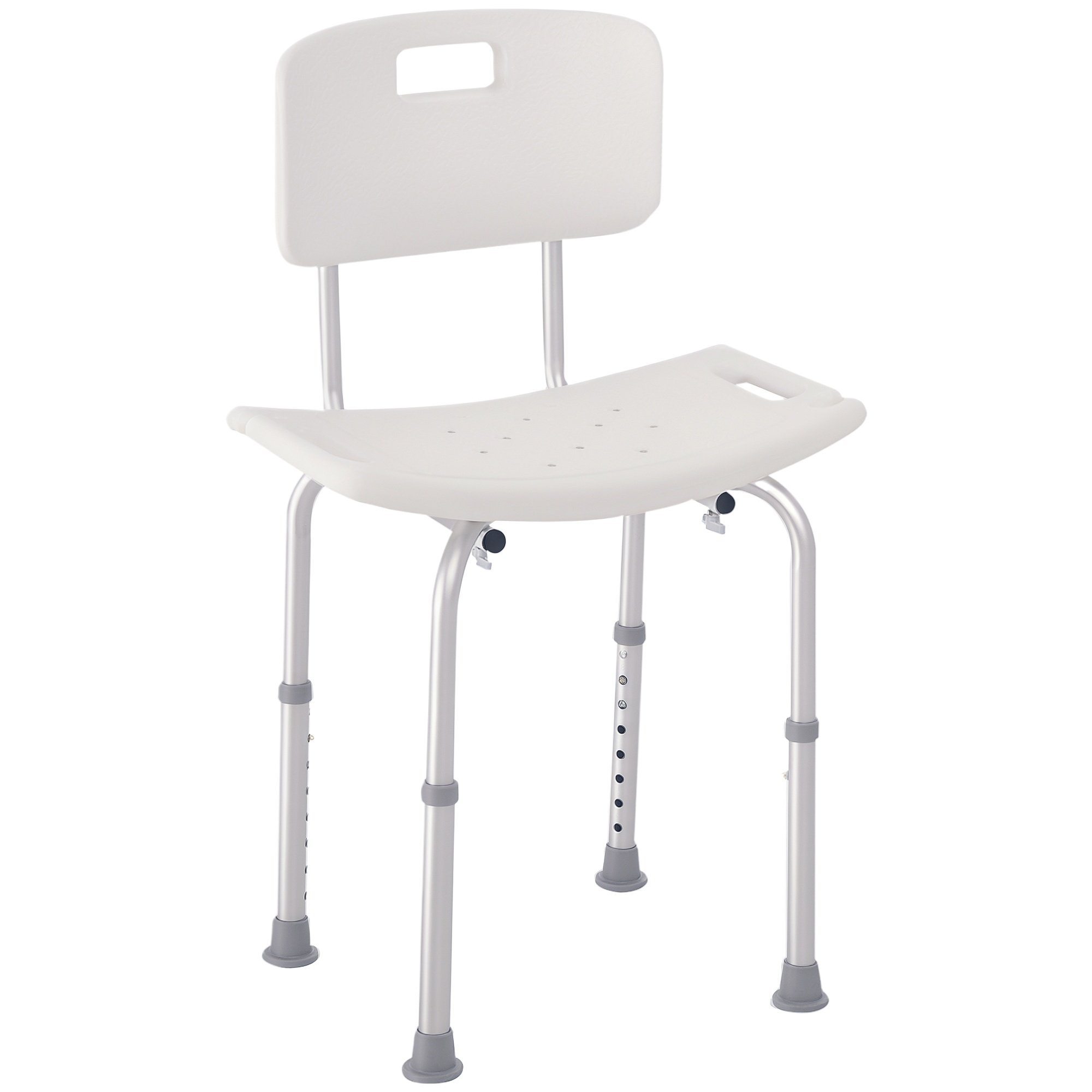 HOMCOM Aluminium Shower Stool with Adjustable Positions - Cream White