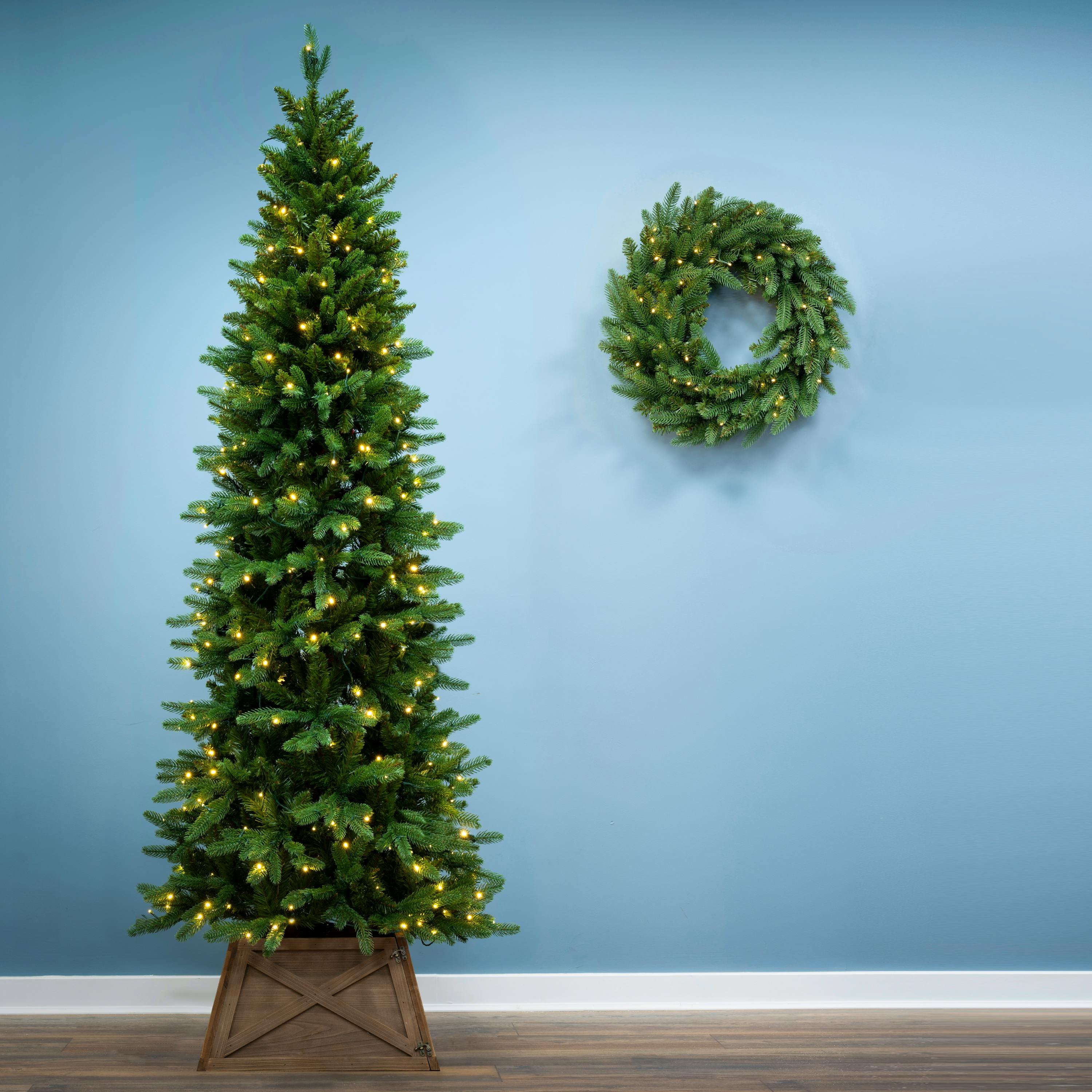 Christmas Tree World 6ft Outdoor Pre-Lit Ultra Slim Mixed Pine Christmas Tree