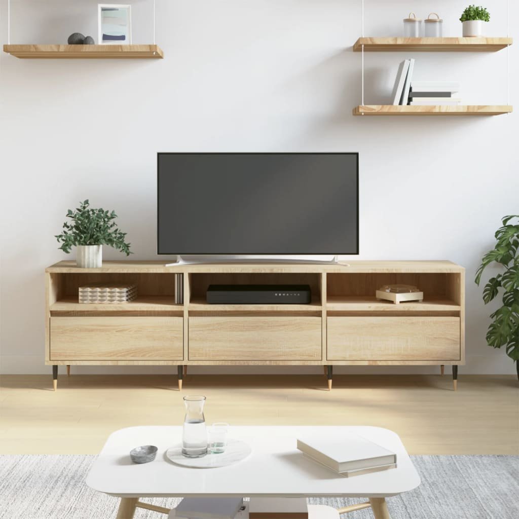 Walplus Engineered Wood Media Unit - Light Oak - 150 x 30 x 44.5 cm