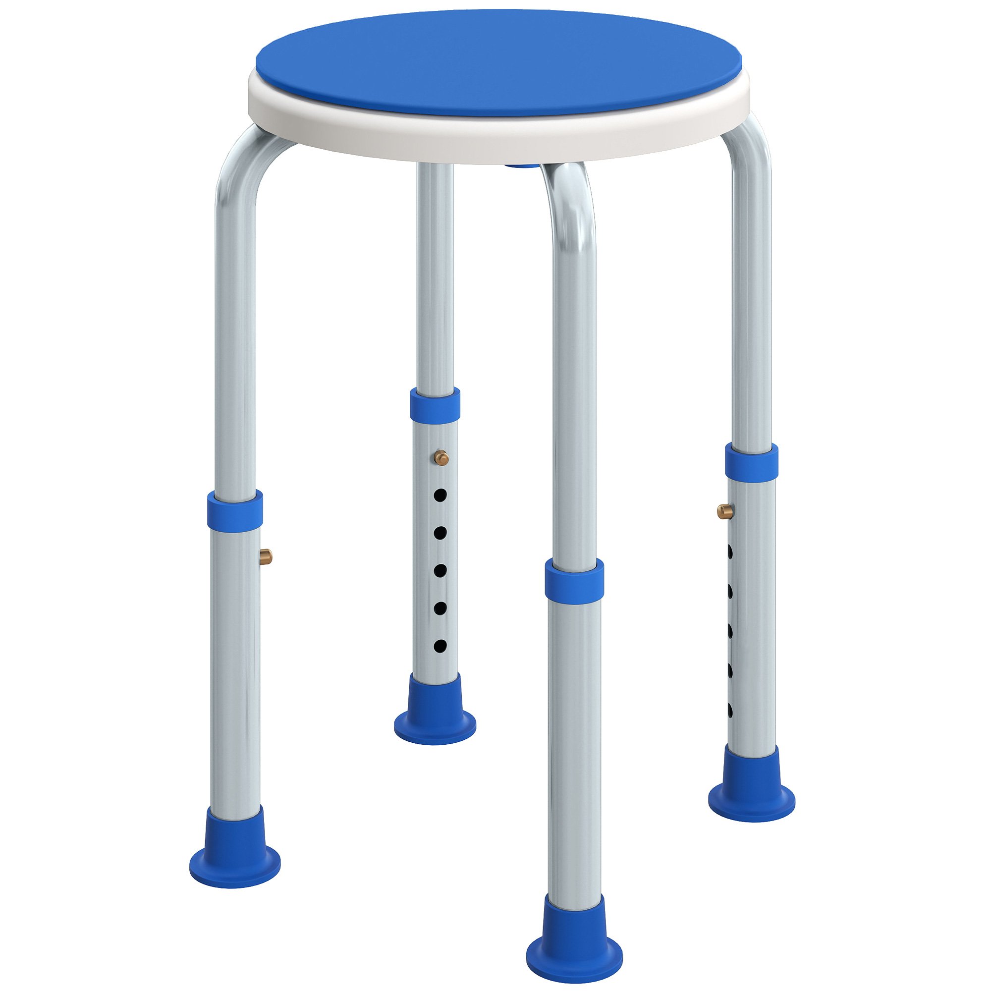 HOMCOM Aluminium Swivel Shower Stool with Adjustable Height - Blue