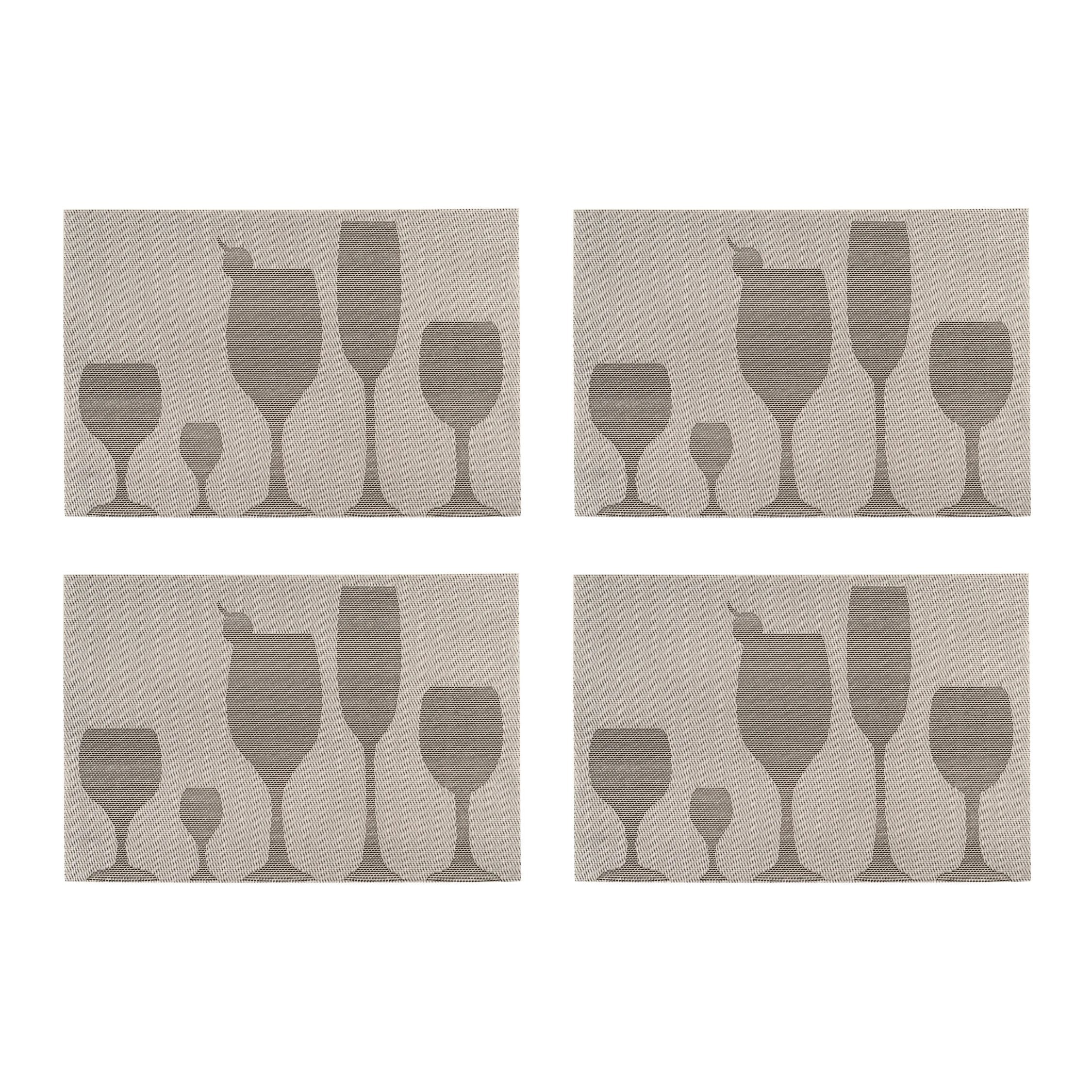 Orsina Set of Four PVC Stemware Design Placemats - Silver