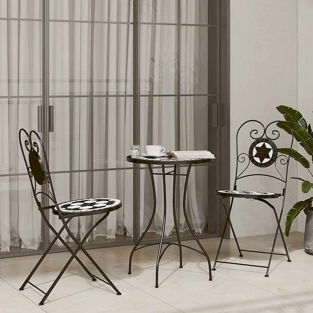 Walplus Iron Folding Bistro Set - Black - 50 x 70 cm